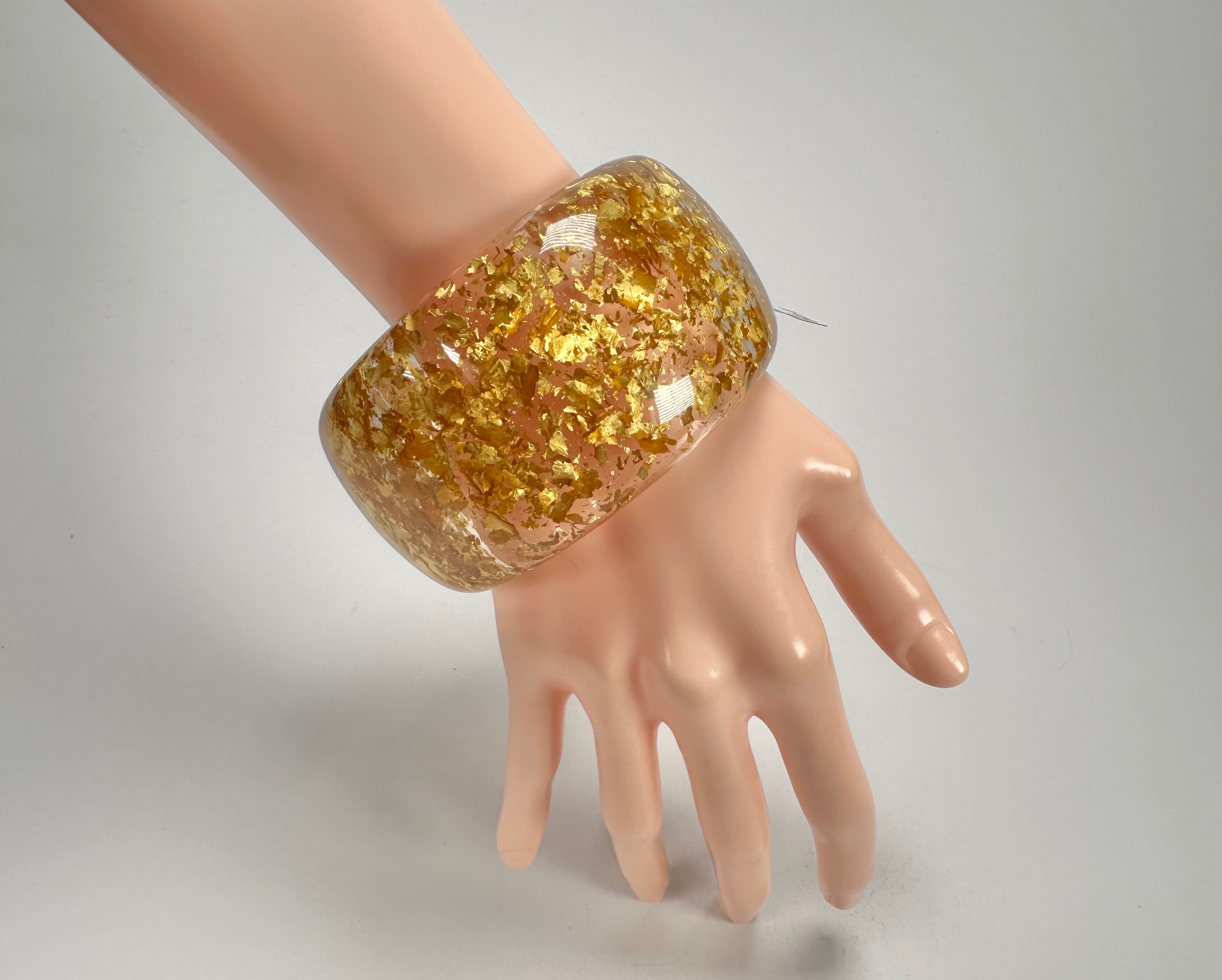Jackie Brazil "Carmen" Gold Flakes 5cm Resin Bangle ( B2500 )