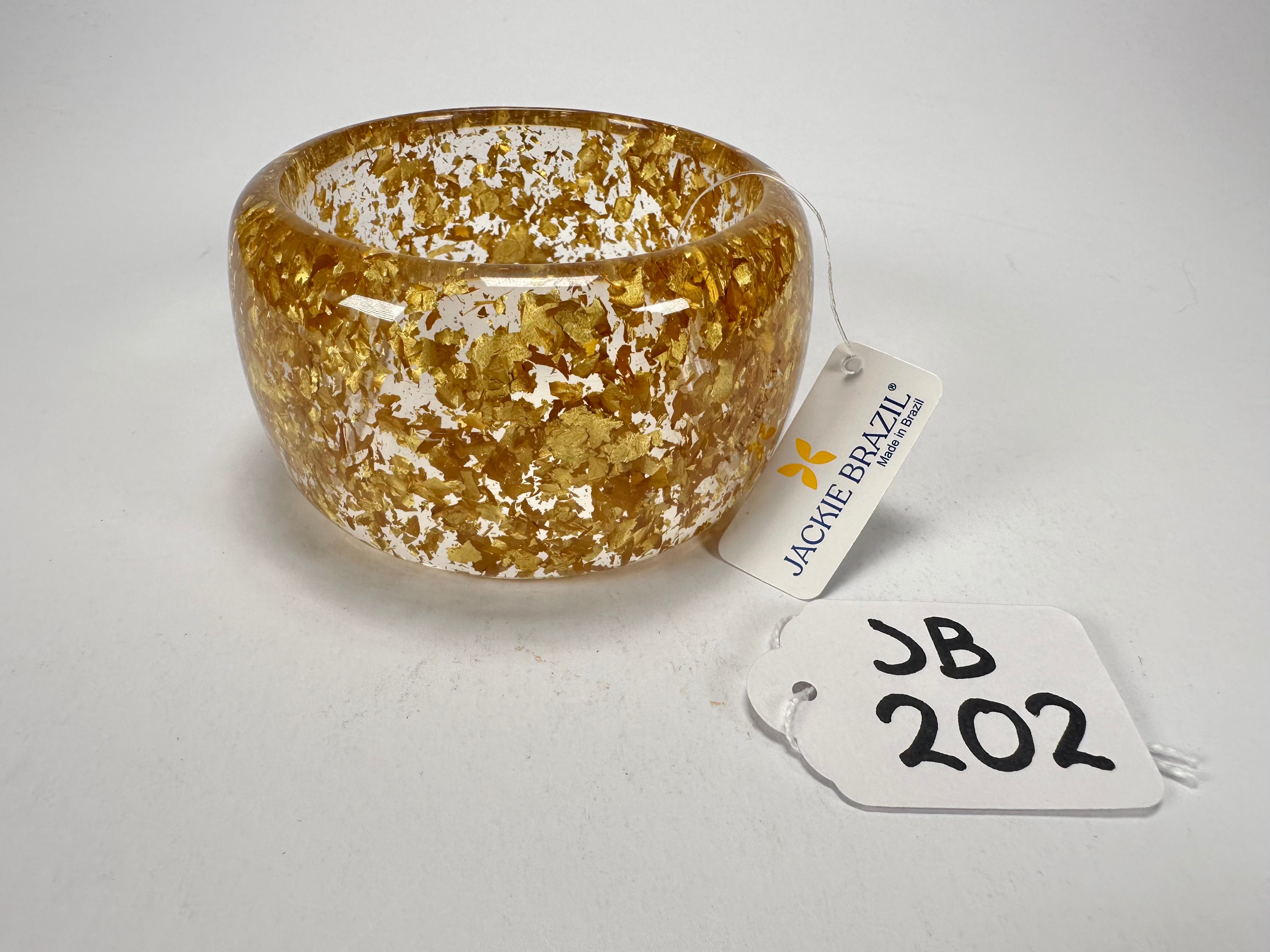 Jackie Brazil "Carmen" Gold Flakes 5cm Resin Bangle ( B2500 )