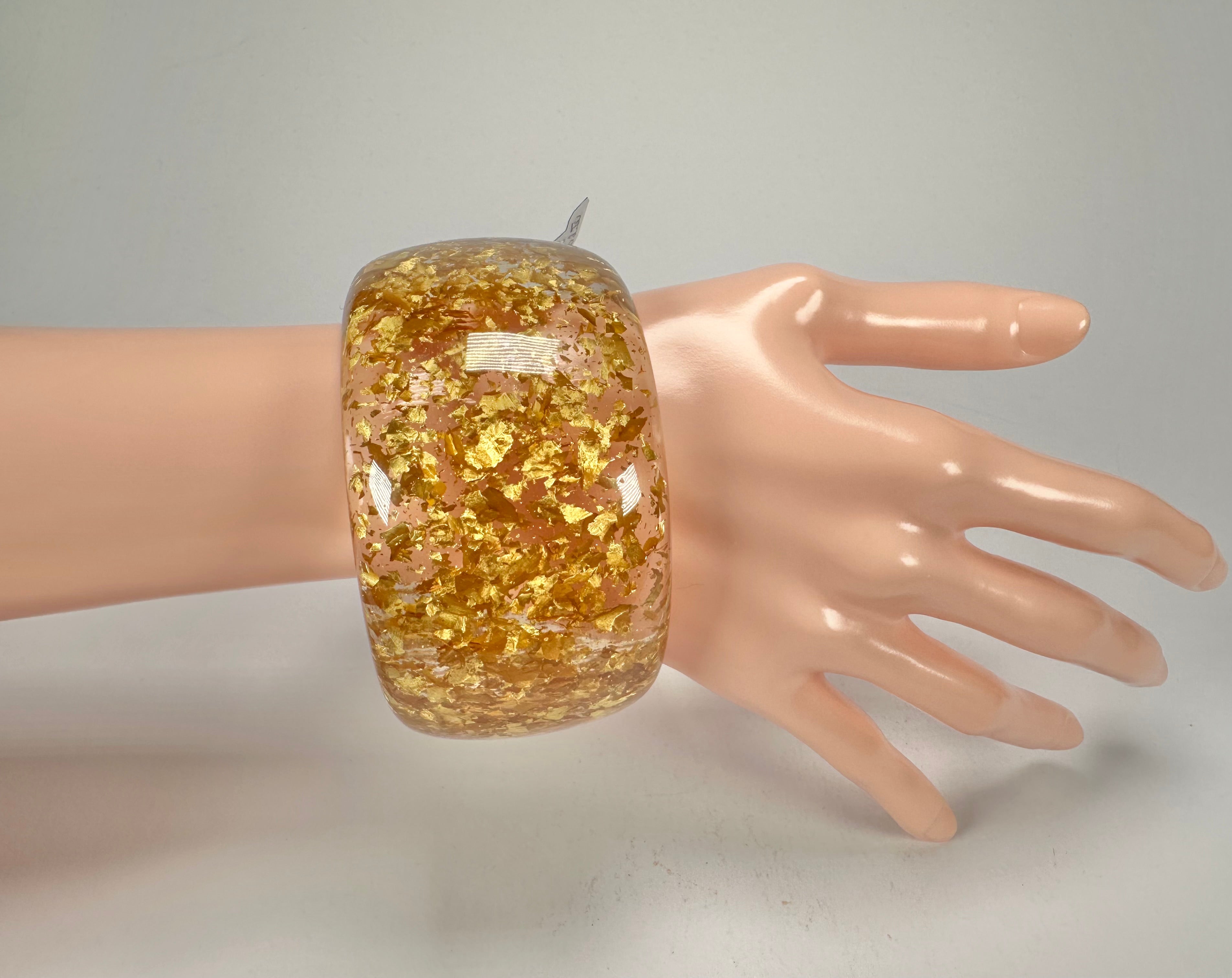 Jackie Brazil "Carmen" Gold Flakes 5cm Resin Bangle ( B2500 )