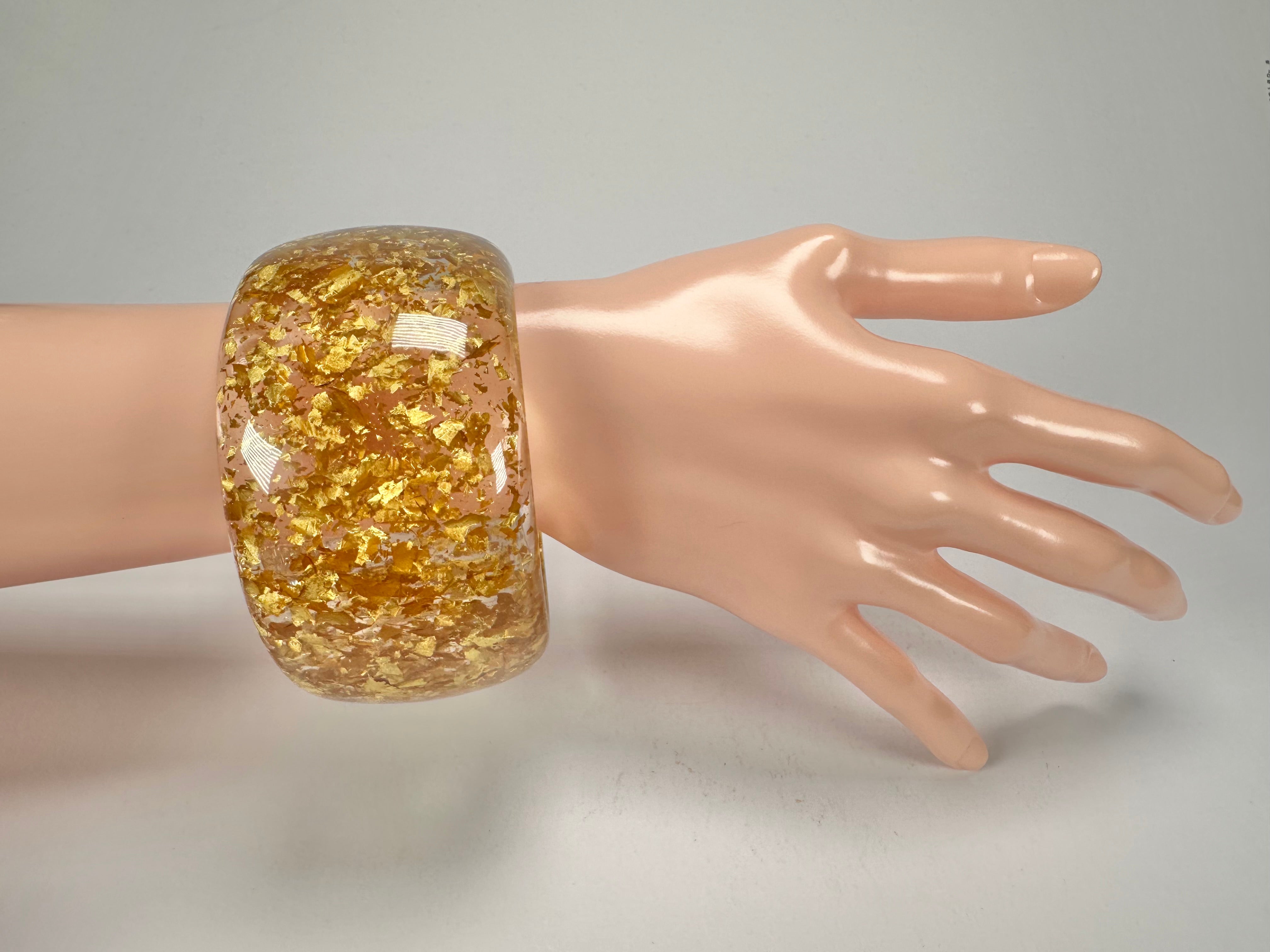 Jackie Brazil "Carmen" Gold Flakes 5cm Resin Bangle ( B2500 )