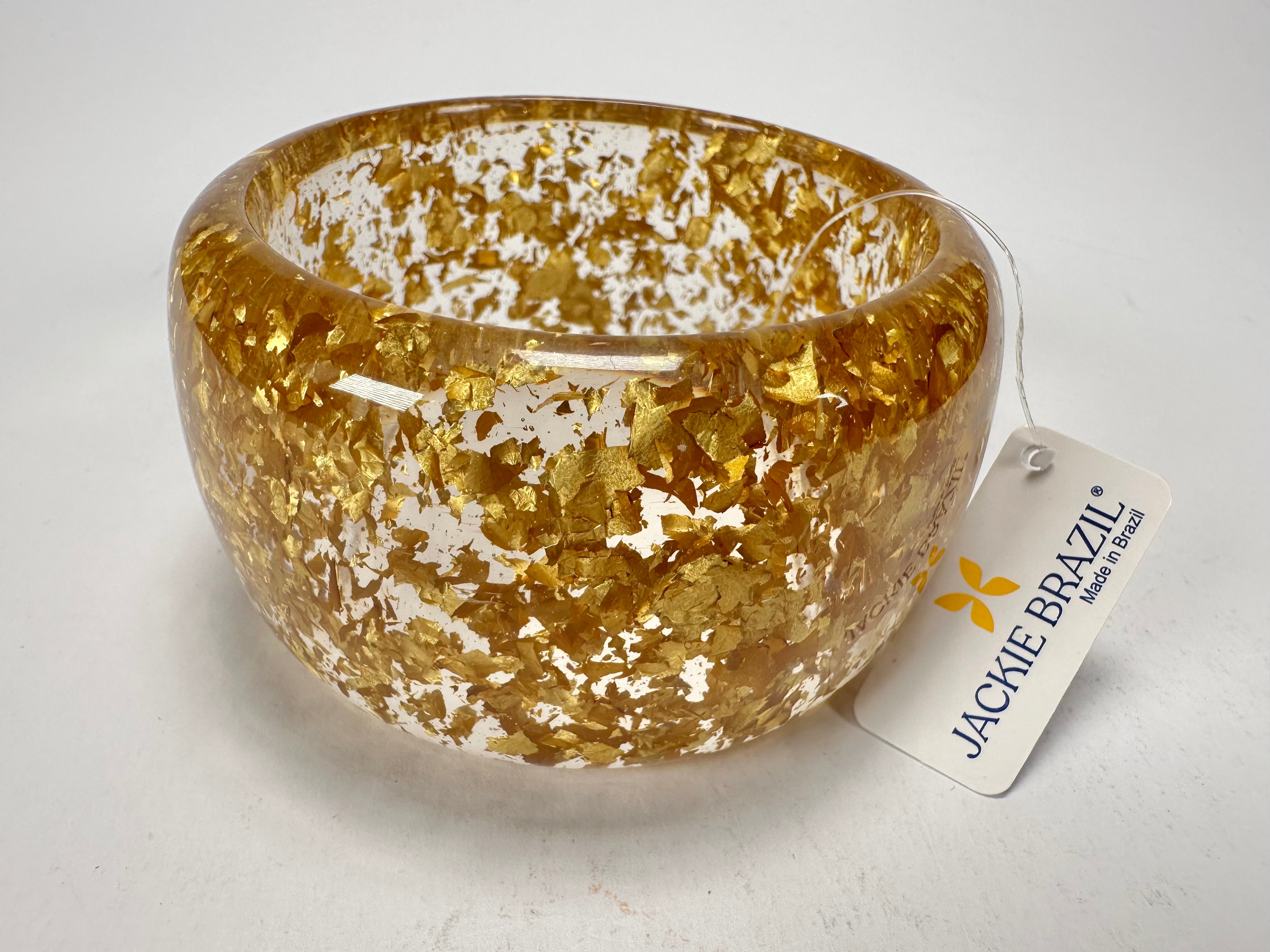 Jackie Brazil "Carmen" Gold Flakes 5cm Resin Bangle ( B2500 )
