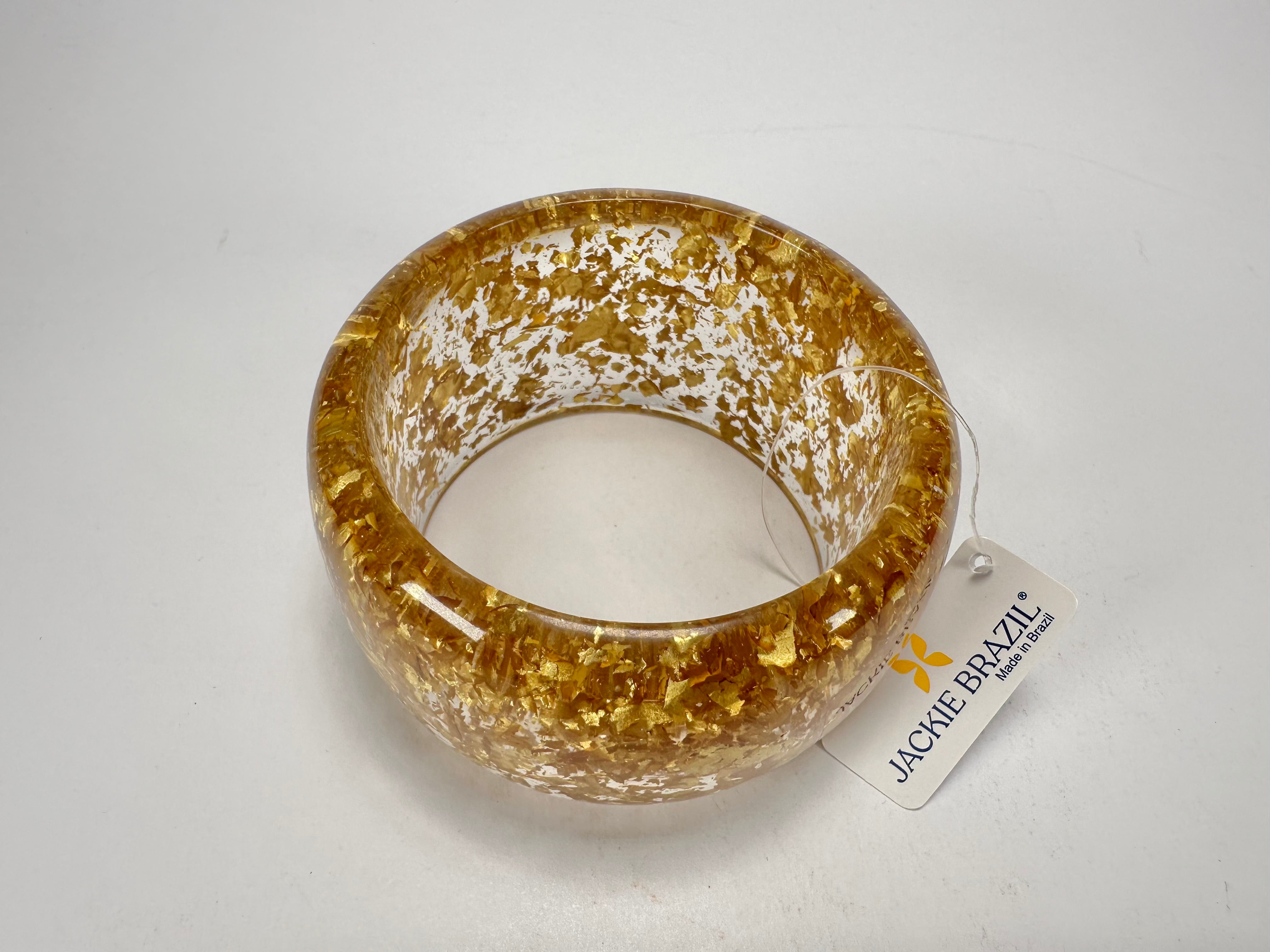 Jackie Brazil "Carmen" Gold Flakes 5cm Resin Bangle ( B2500 )