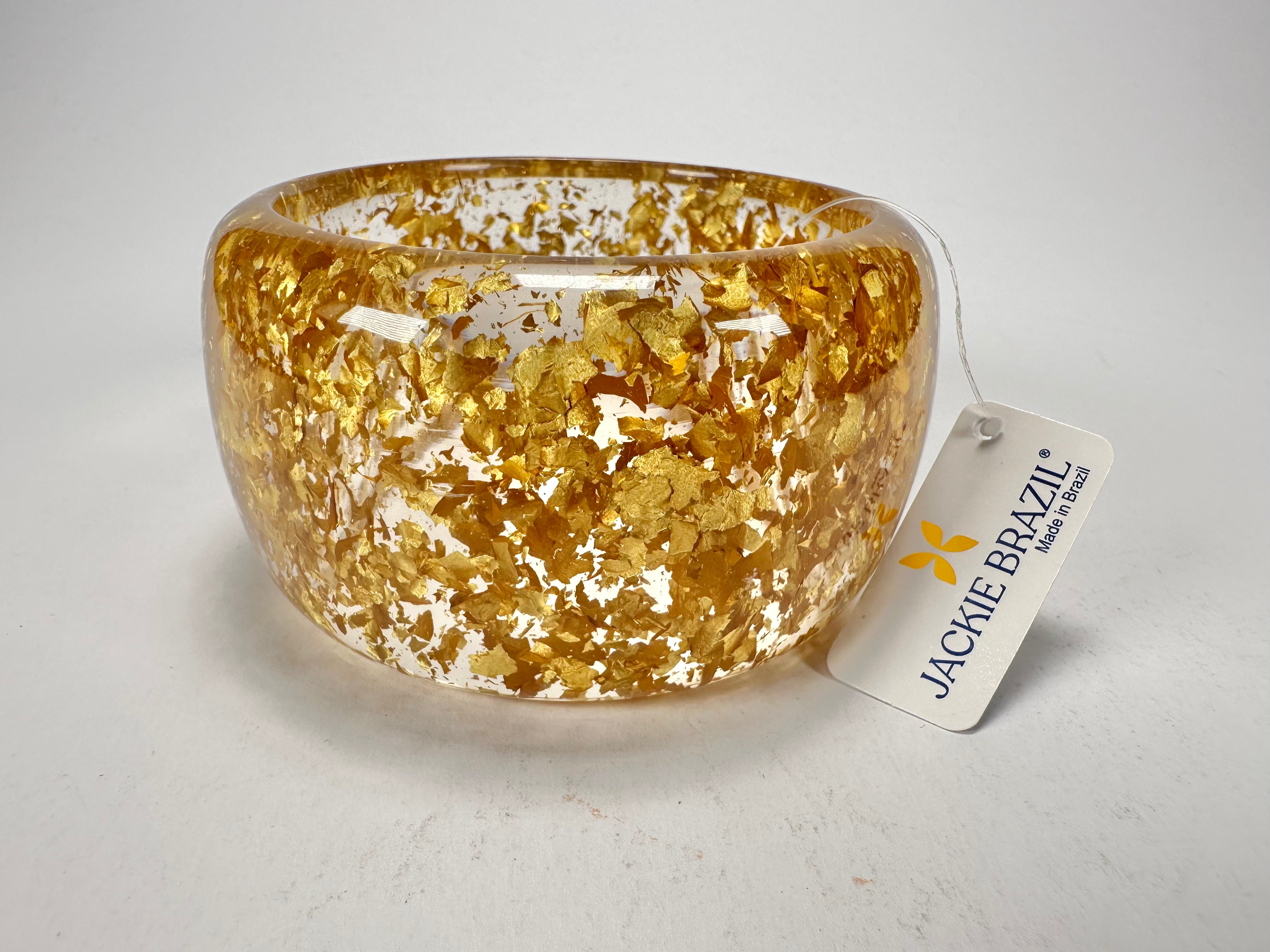 Jackie Brazil "Carmen" Gold Flakes 5cm Resin Bangle ( B2500 )