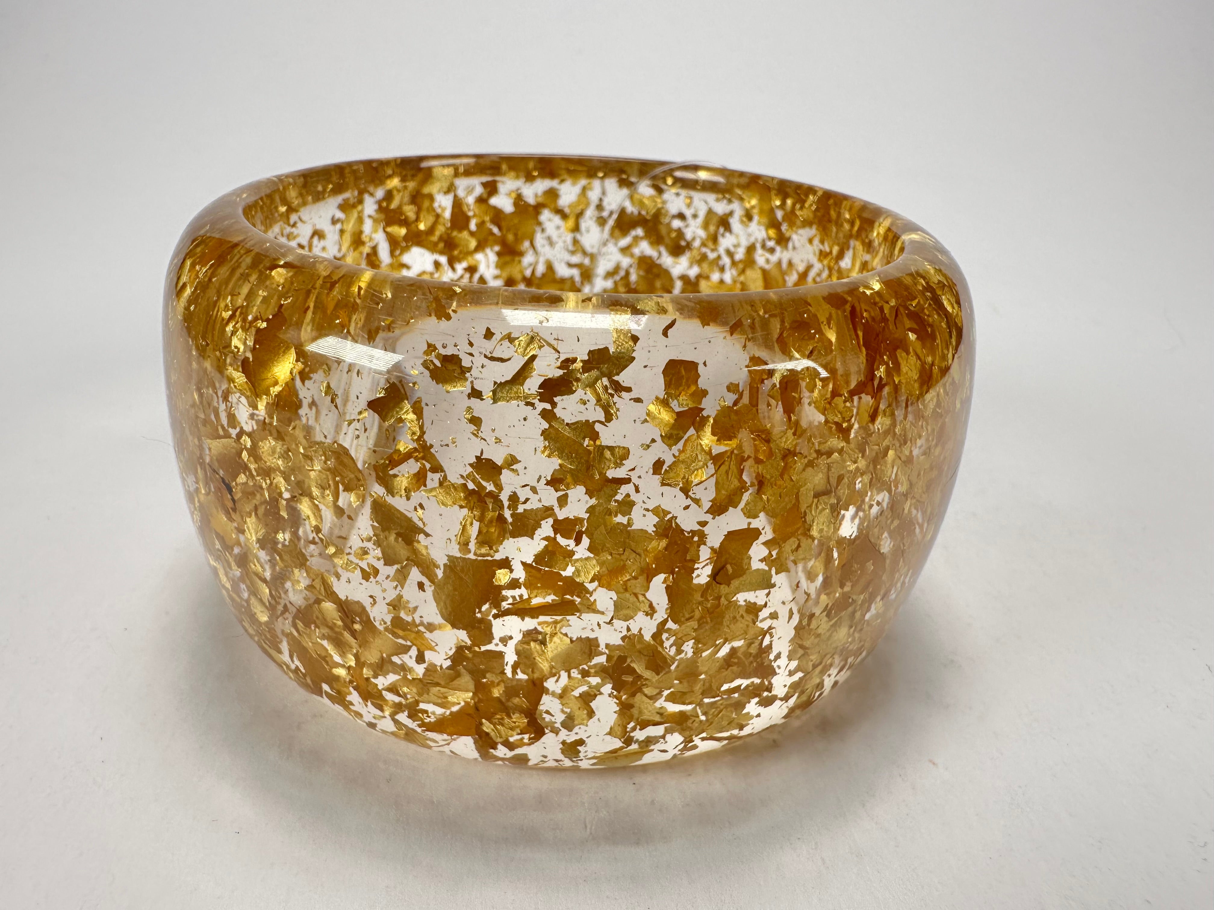 Jackie Brazil "Carmen" Gold Flakes 5cm Resin Bangle ( B2500 )