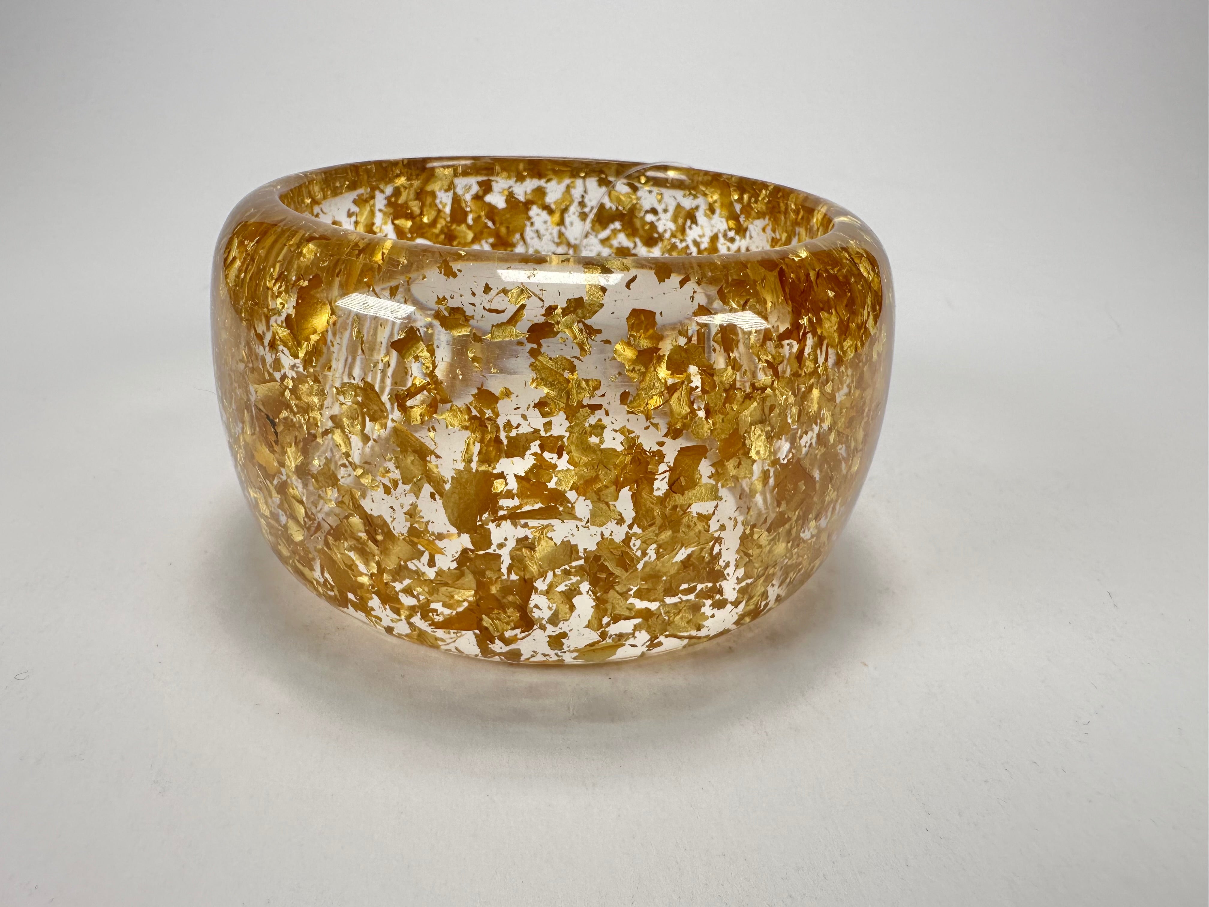 Jackie Brazil "Carmen" Gold Flakes 5cm Resin Bangle ( B2500 )