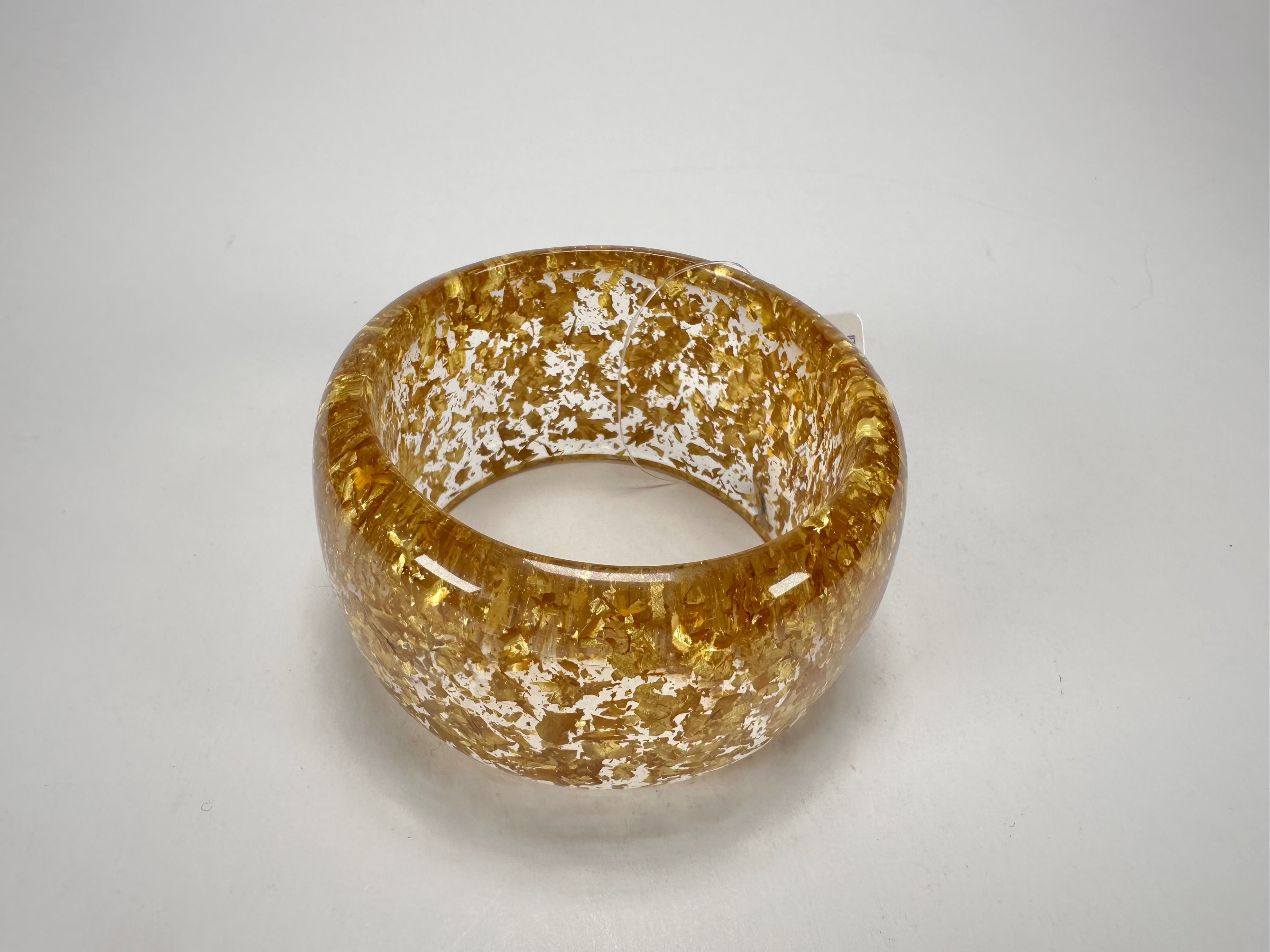 Jackie Brazil "Carmen" Gold Flakes 5cm Resin Bangle ( B2500 )