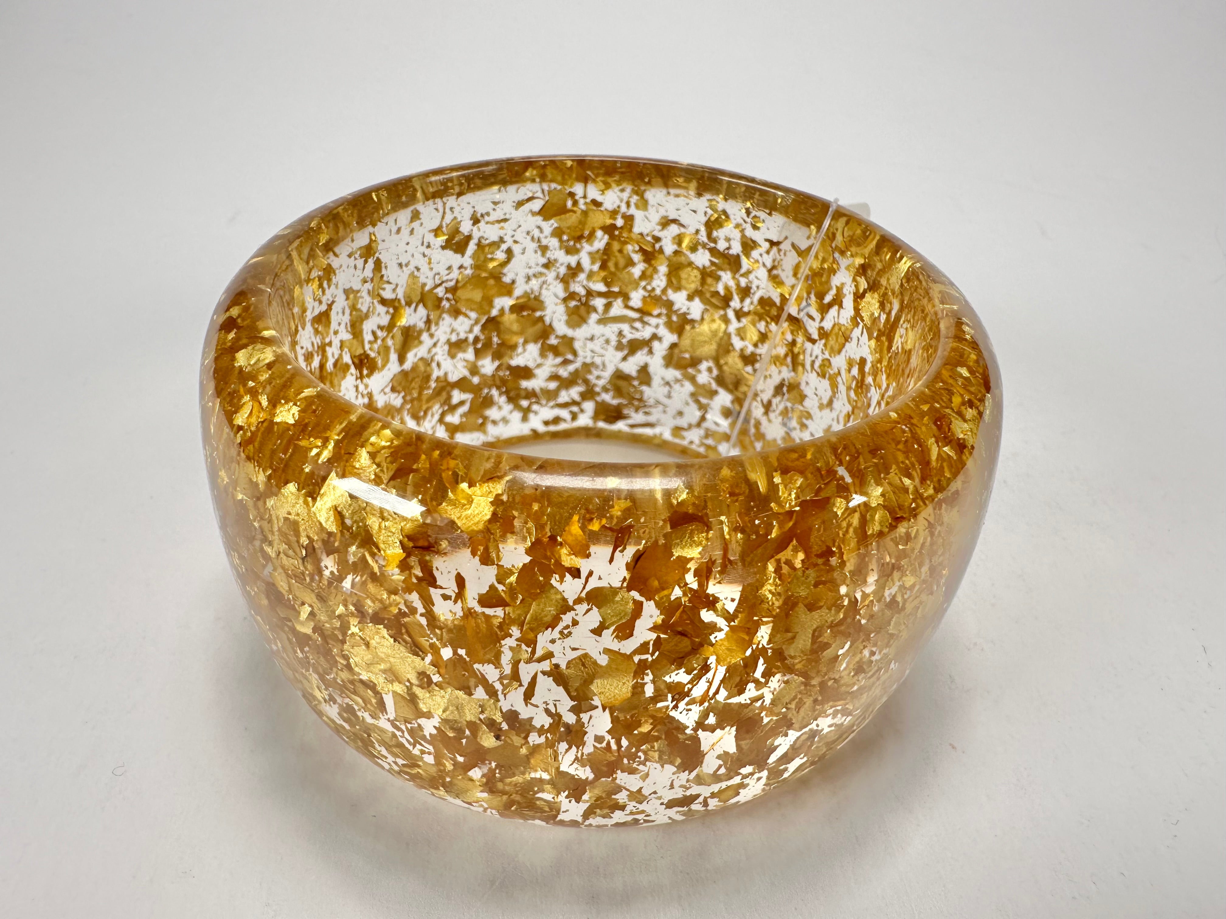 Jackie Brazil "Carmen" Gold Flakes 5cm Resin Bangle ( B2500 )