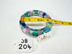 Jackie Brazil "Shinny Spotted" Blue Mix Spots Solid Round Resin 1.7cm Bangle ( B1726 )