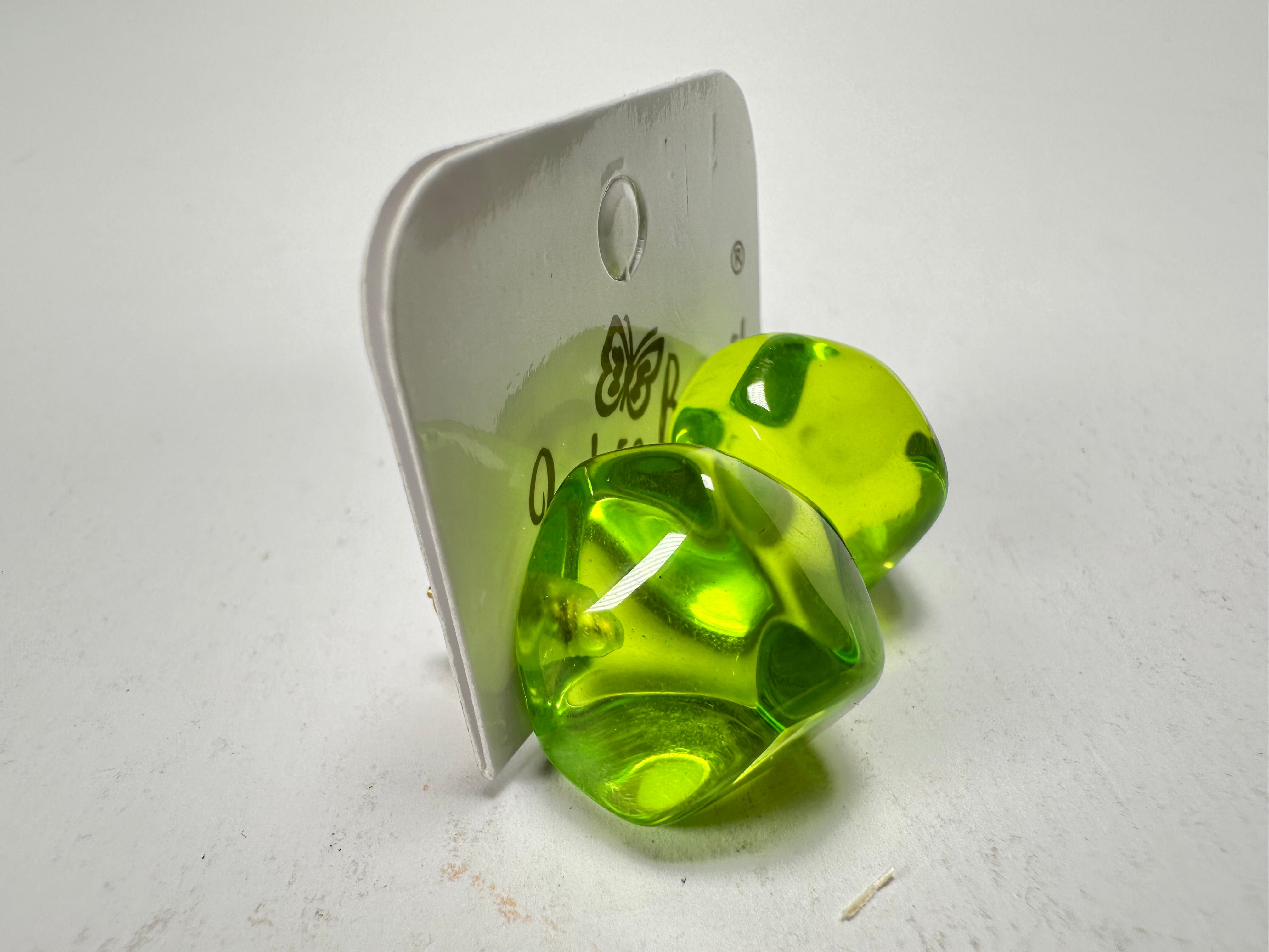 Jackie Brazil "Camille" Dark Green Transparent Abstract Resin Earrings ( E1053 )