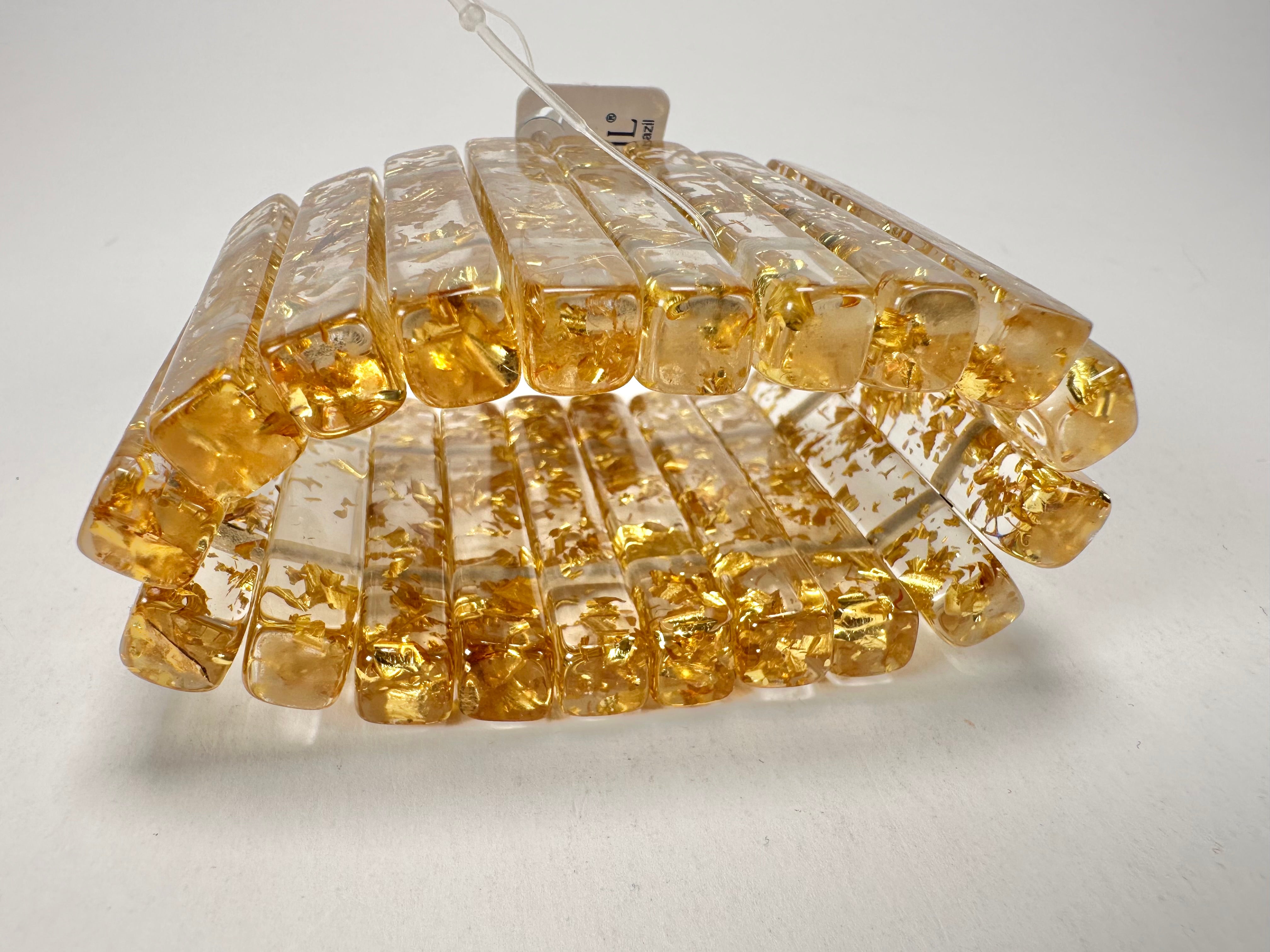 Jackie Brazil "Clarissa" Gold Flakes Thin Rectangles Elasticated Bracelet ( B2335 )