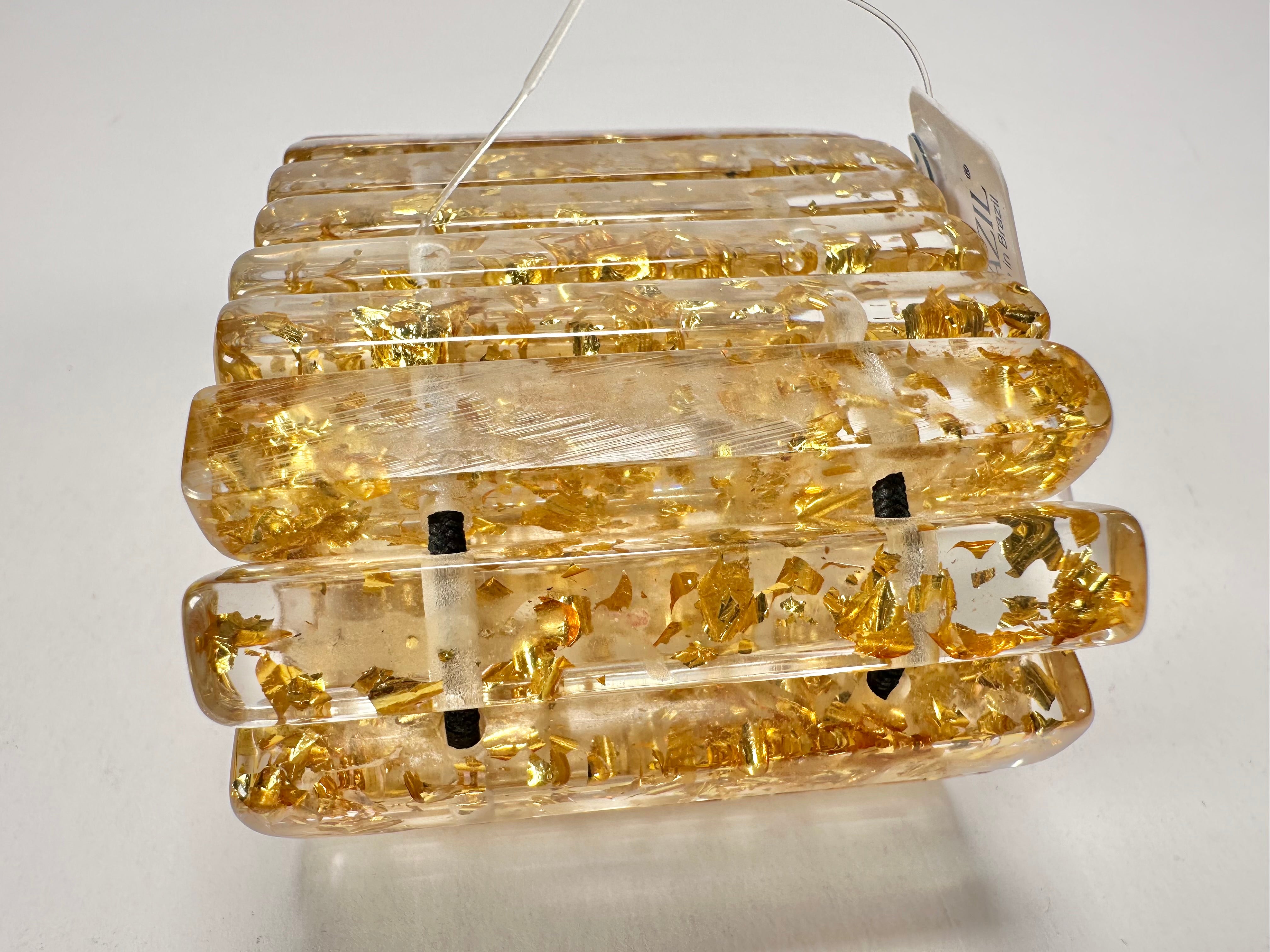 Jackie Brazil "Clarissa" Gold Flakes Thin Rectangles Elasticated Bracelet ( B2335 )