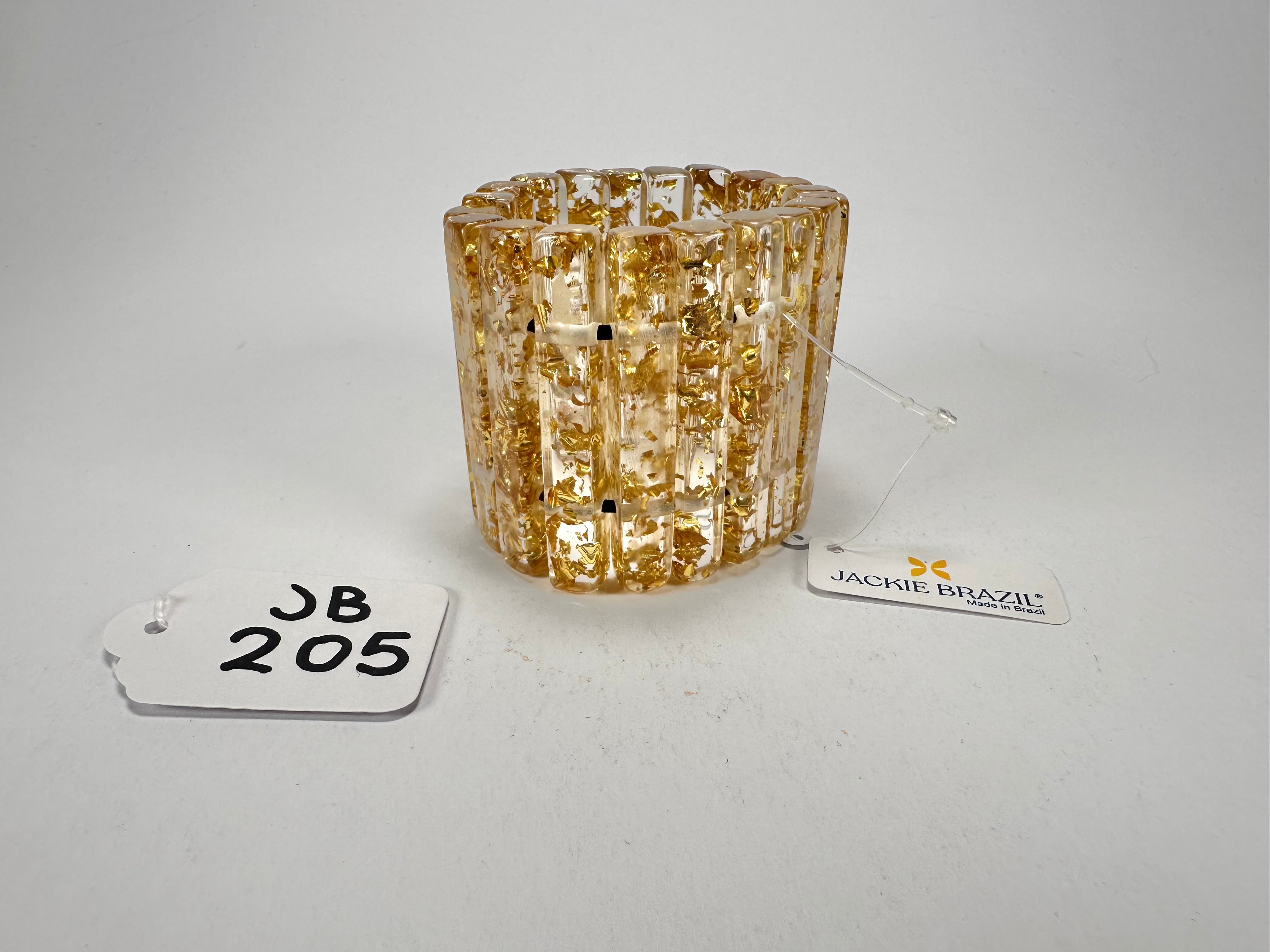Jackie Brazil "Clarissa" Gold Flakes Thin Rectangles Elasticated Bracelet ( B2335 )