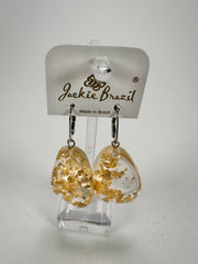 Jackie Brazil "Diamond" Gold Flakes Flinstone on Hook Resin Earrings ( E0700 )