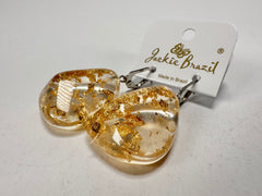 Jackie Brazil "Diamond" Gold Flakes Flinstone on Hook Resin Earrings ( E0700 )