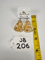 Jackie Brazil "Diamond" Gold Flakes Flinstone on Hook Resin Earrings ( E0700 )