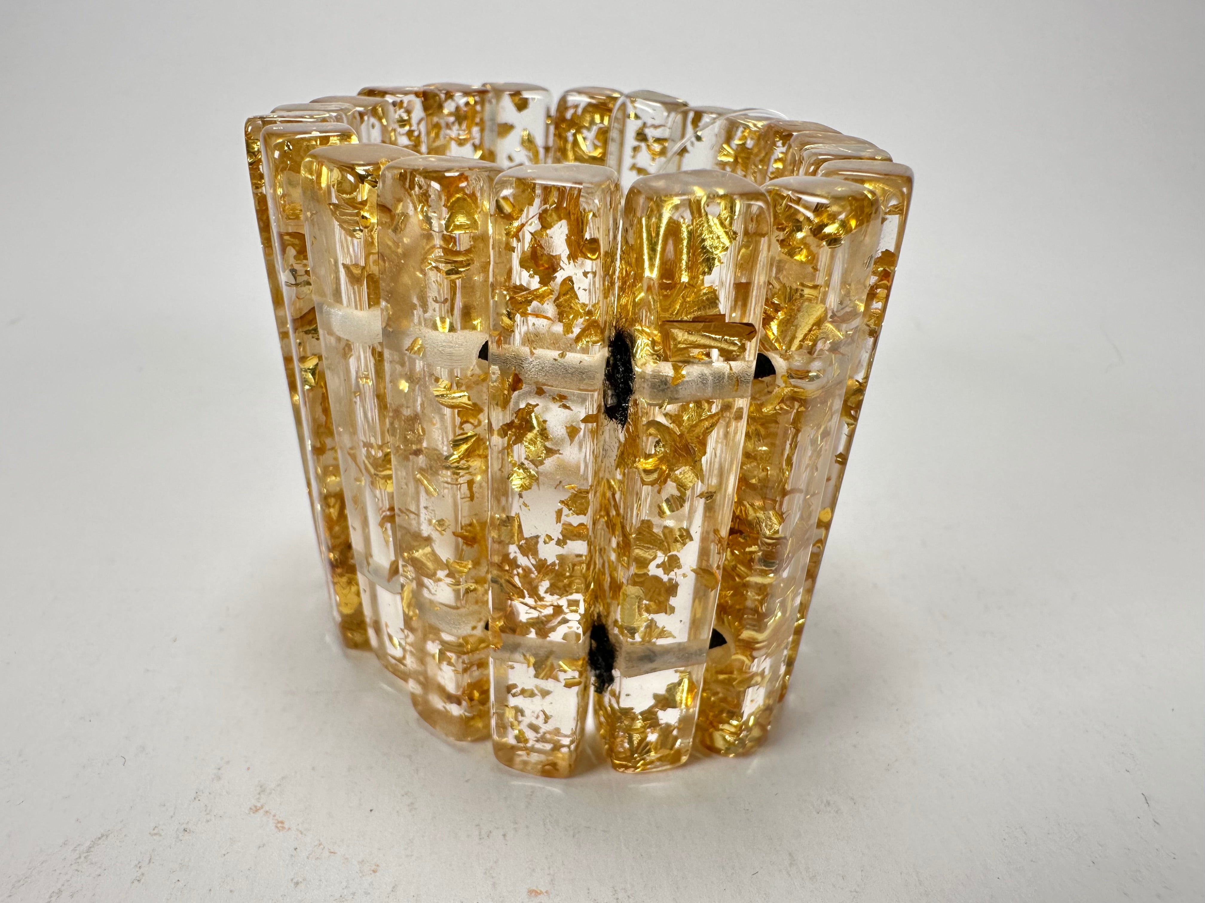 Jackie Brazil "Clarissa" Gold Flakes Thin Rectangles Elasticated Bracelet ( B2335 )