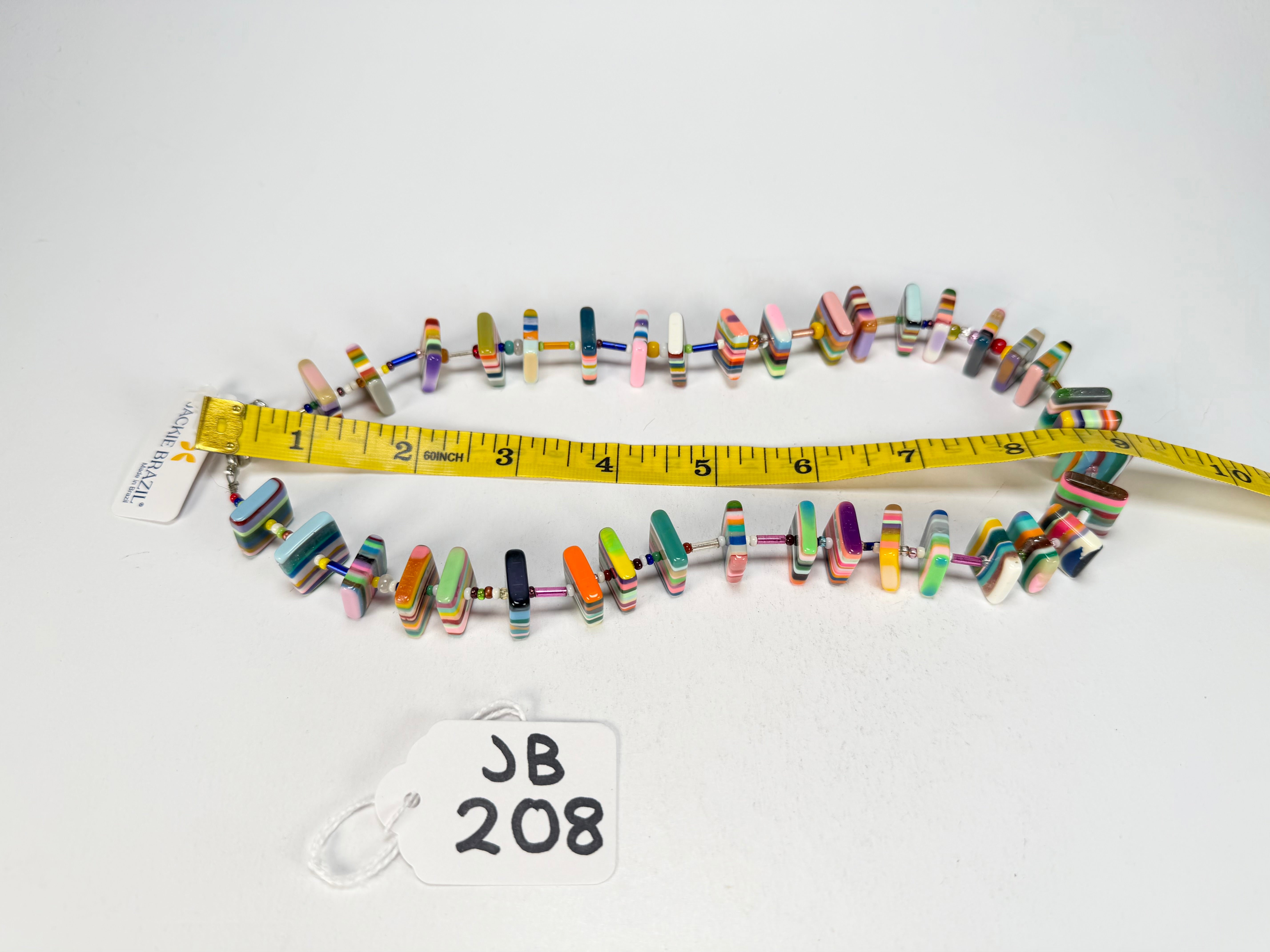 Jackie Brazil "Africa" Liquorice Squares & Beads Mix Colours 50cm Necklace ( N0008 )