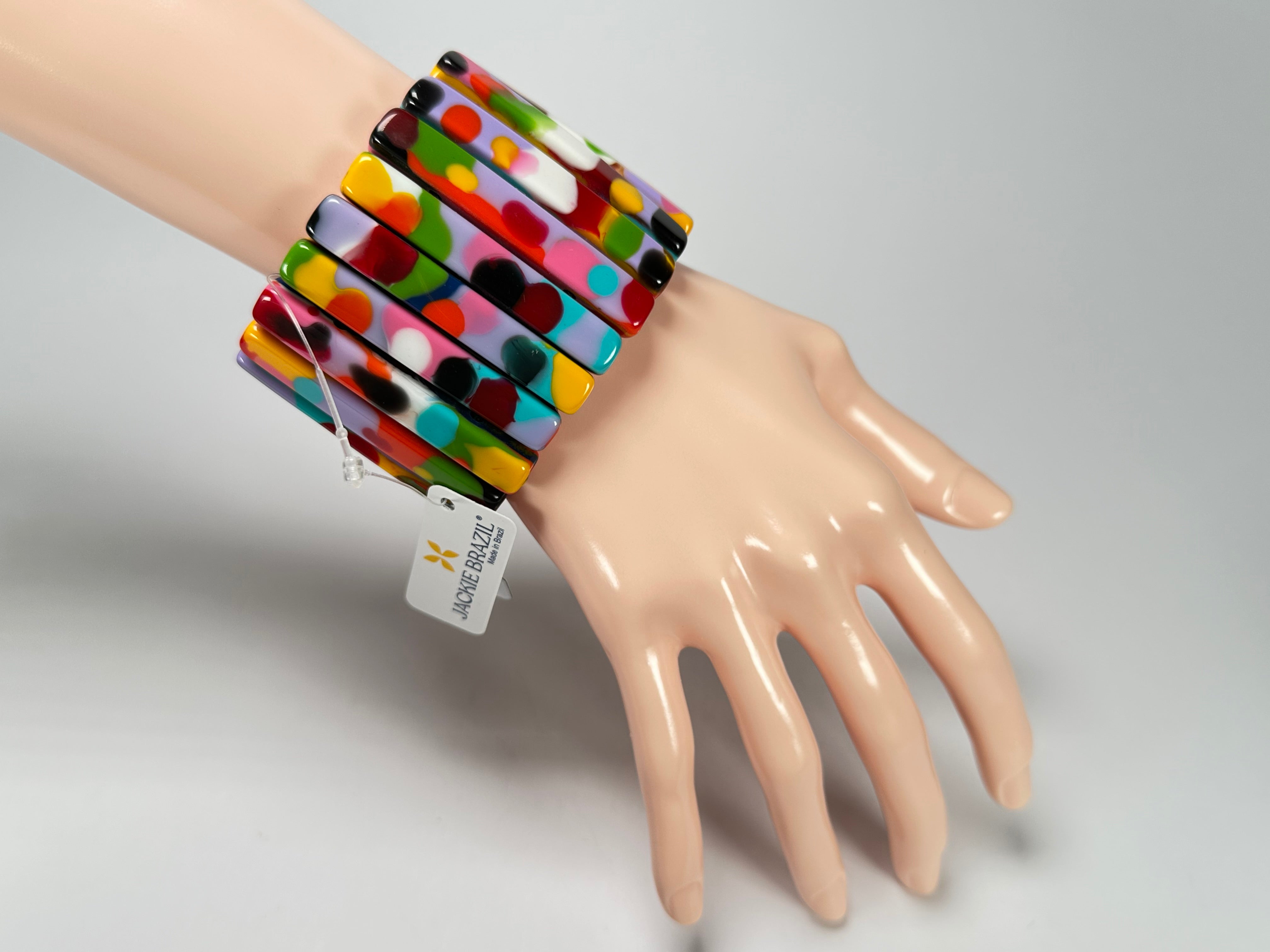 Jackie Brazil "Clarissa" Kandinsky Thin Rectangles Elasticated Bracelet ( B2335 )