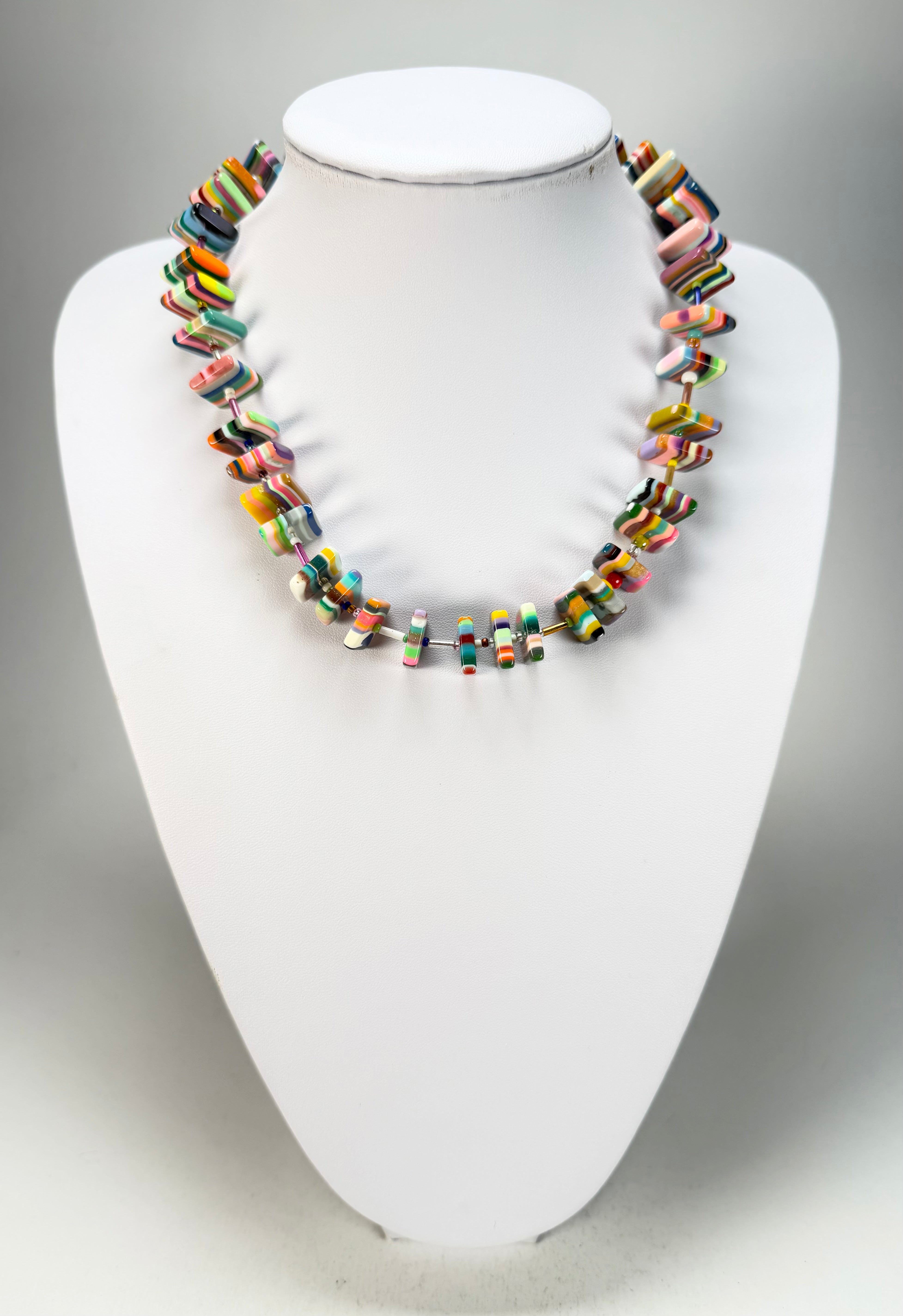 Jackie Brazil "Africa" Liquorice Squares & Beads Mix Colours 50cm Necklace ( N0008 )