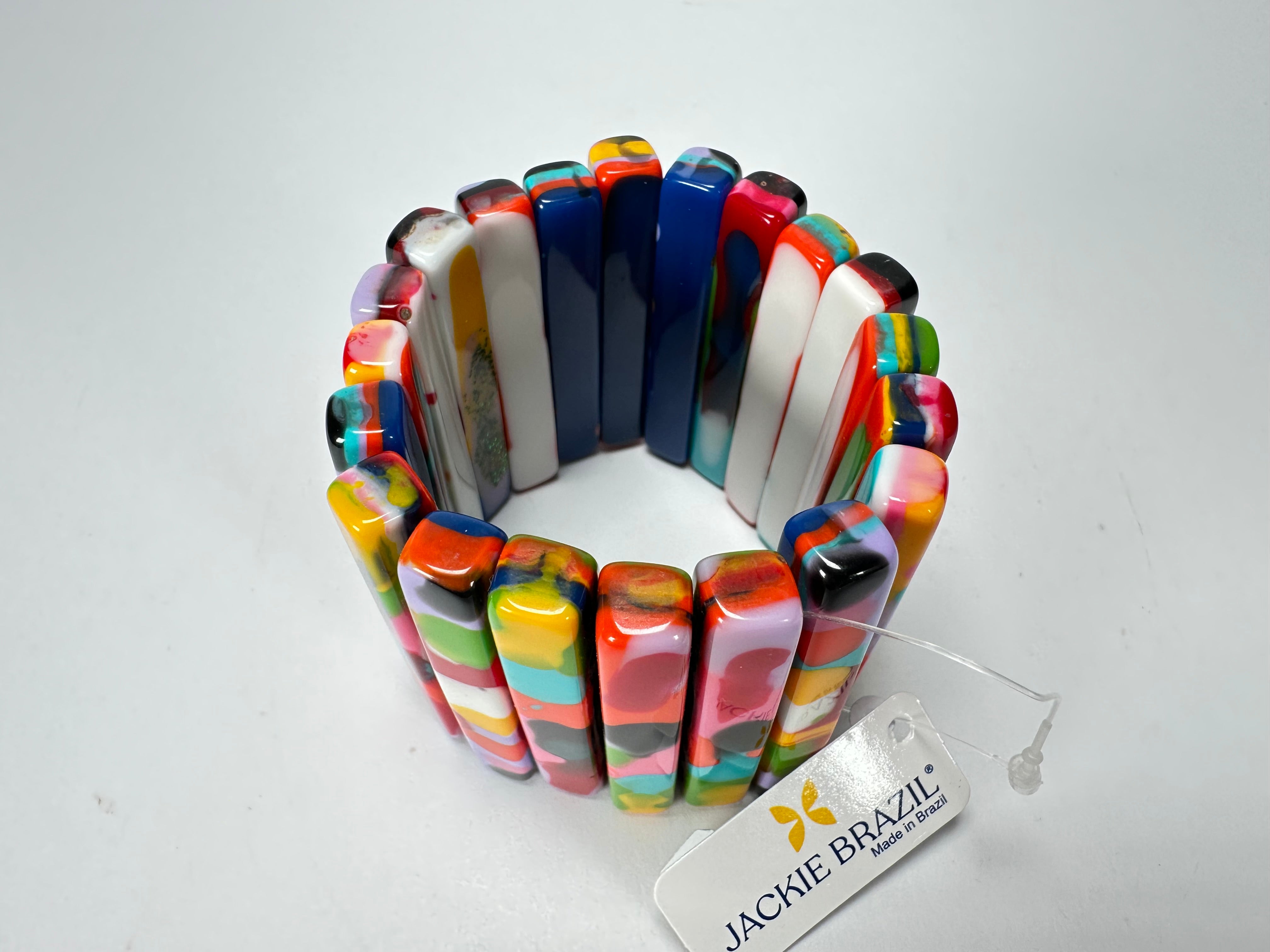 Jackie Brazil "Clarissa" Kandinsky Thin Rectangles Elasticated Bracelet ( B2335 )