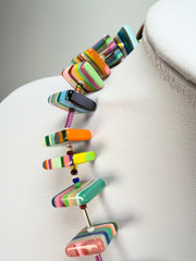 Jackie Brazil "Africa" Liquorice Squares & Beads Mix Colours 50cm Necklace ( N0008 )
