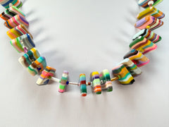 Jackie Brazil "Africa" Liquorice Squares & Beads Mix Colours 50cm Necklace ( N0008 )