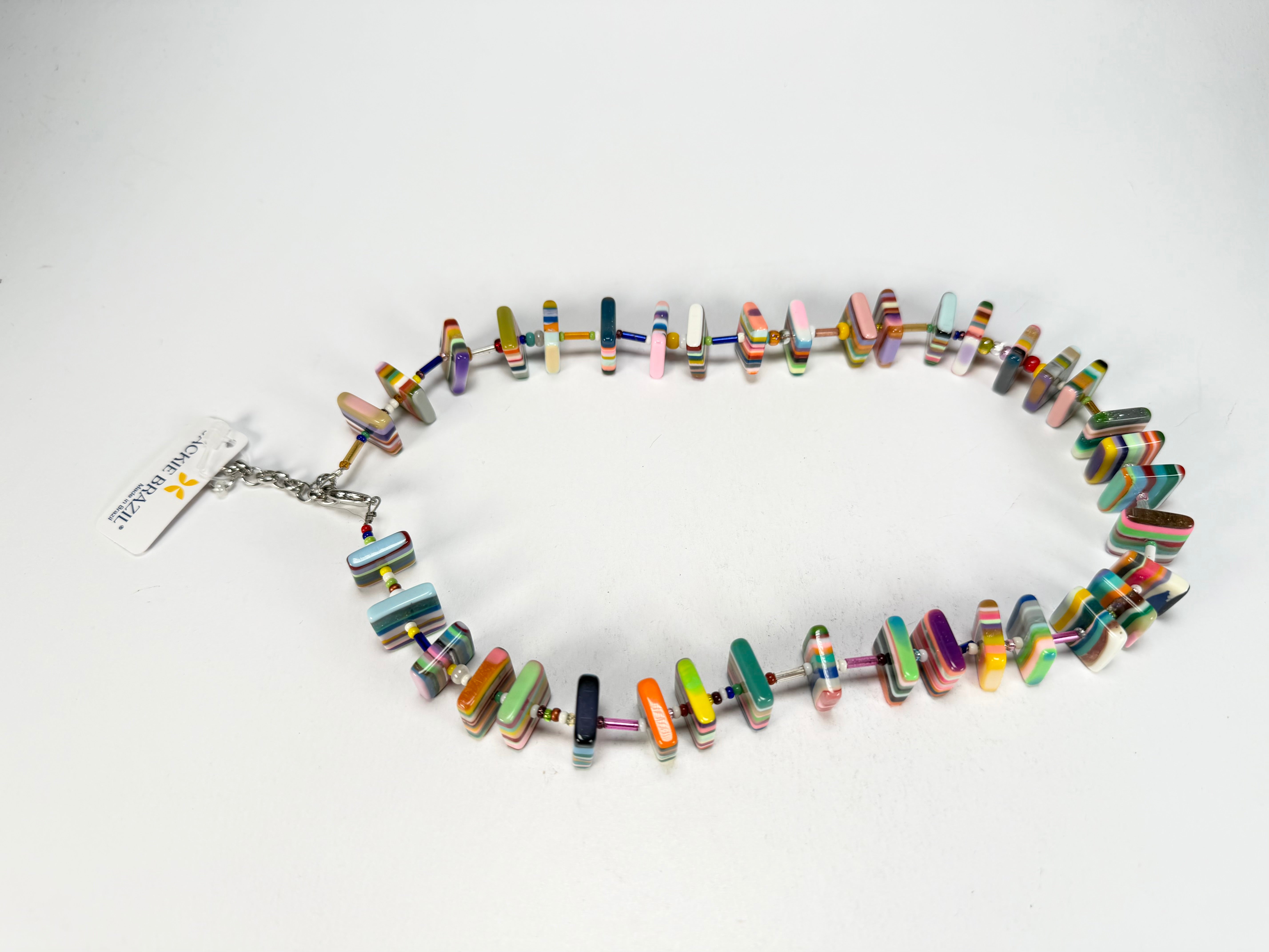 Jackie Brazil "Africa" Liquorice Squares & Beads Mix Colours 50cm Necklace ( N0008 )