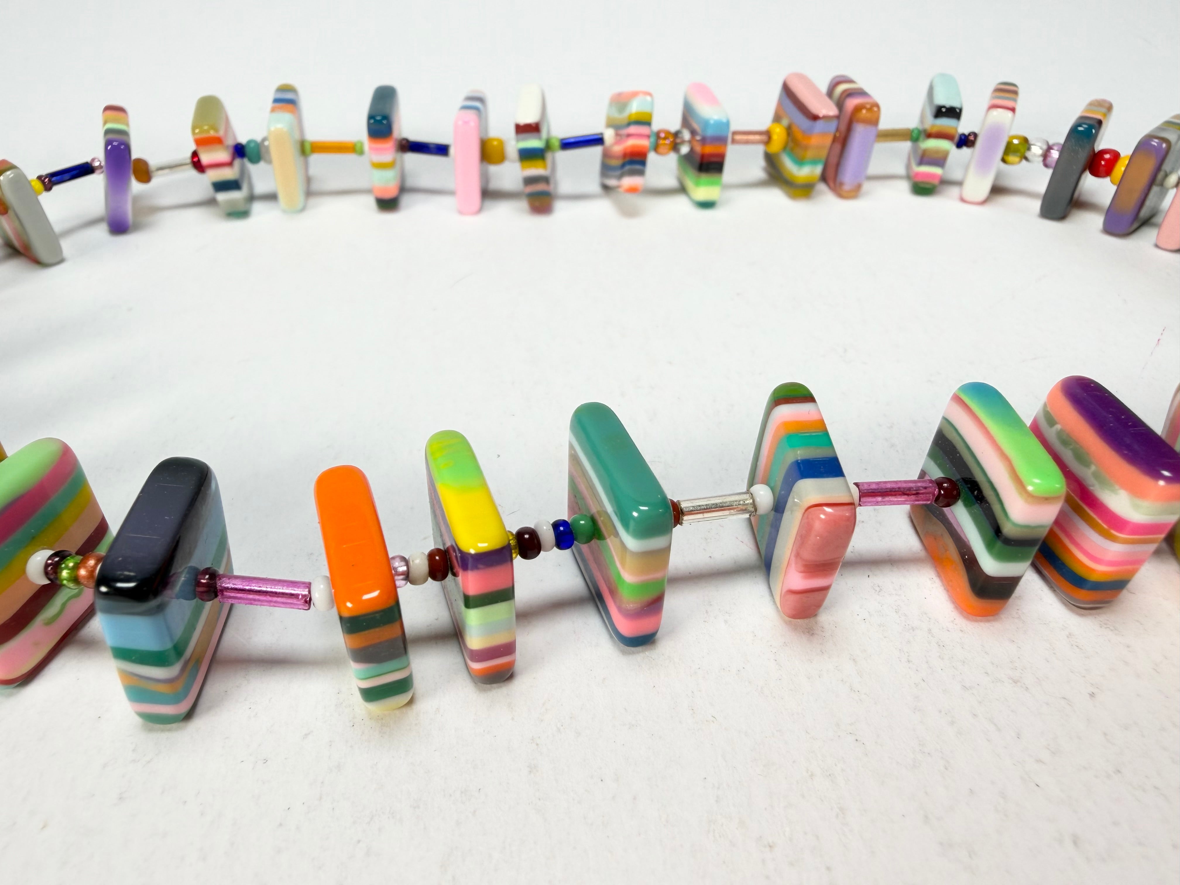 Jackie Brazil "Africa" Liquorice Squares & Beads Mix Colours 50cm Necklace ( N0008 )