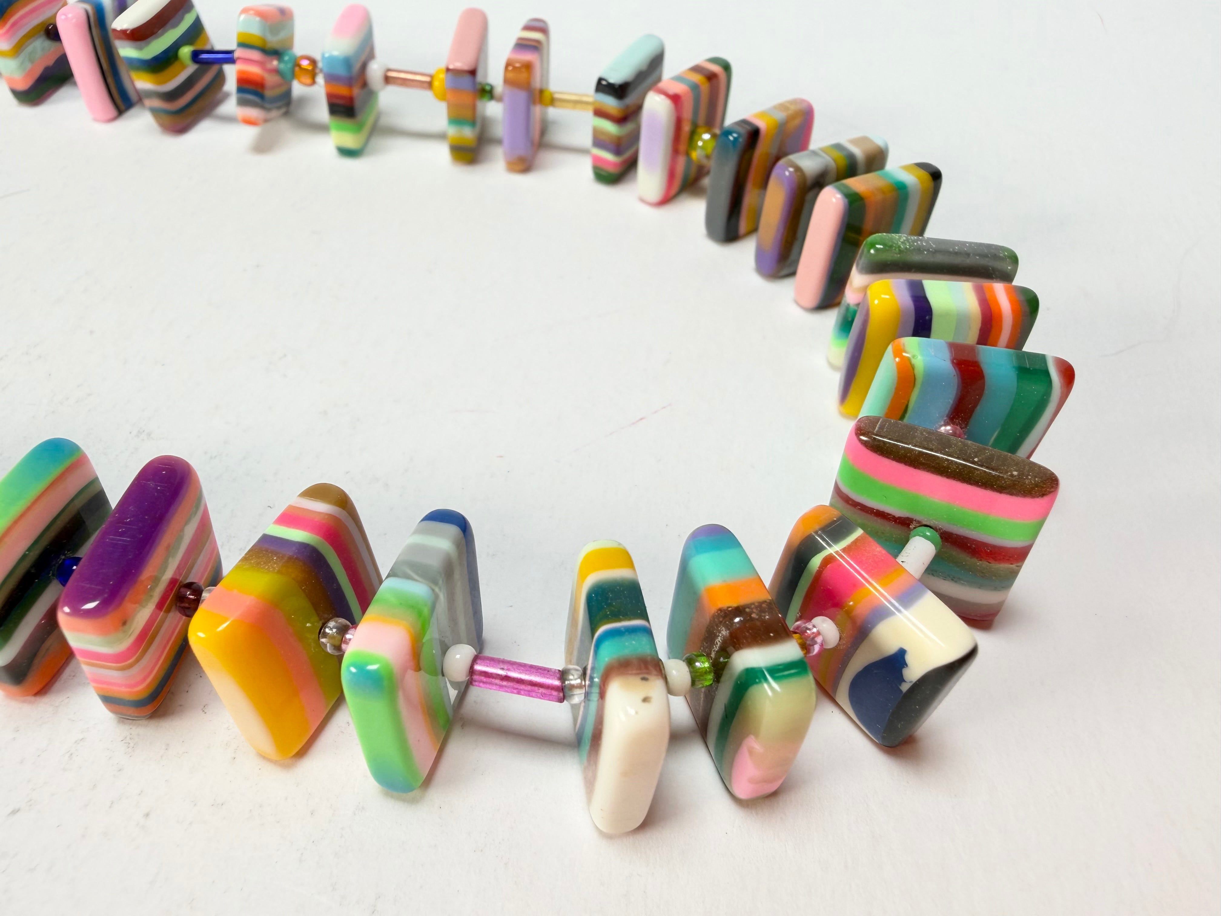 Jackie Brazil "Africa" Liquorice Squares & Beads Mix Colours 50cm Necklace ( N0008 )