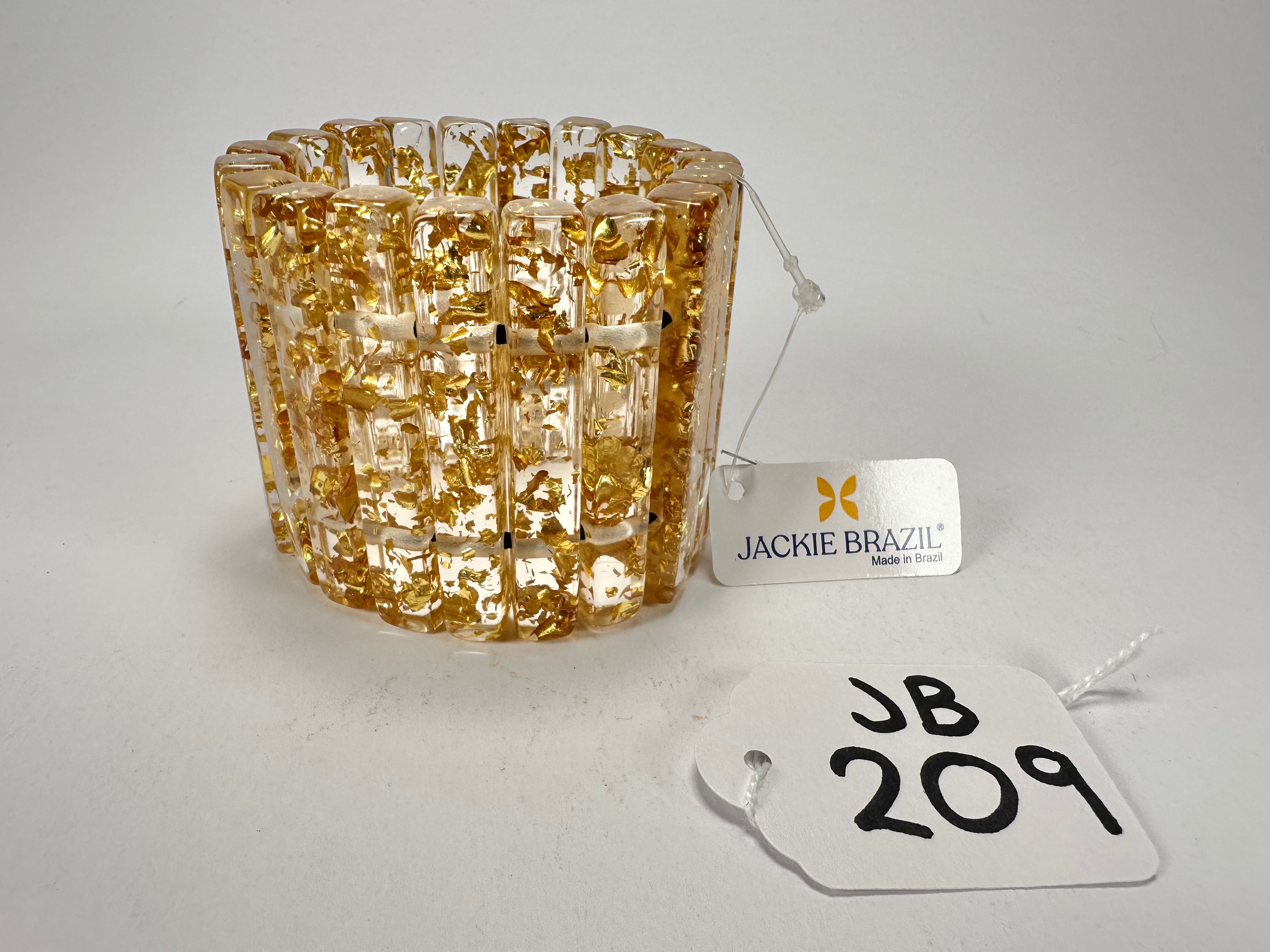 Jackie Brazil "Clarissa" Gold Flakes Thin Rectangles Elasticated Bracelet ( B2335 )