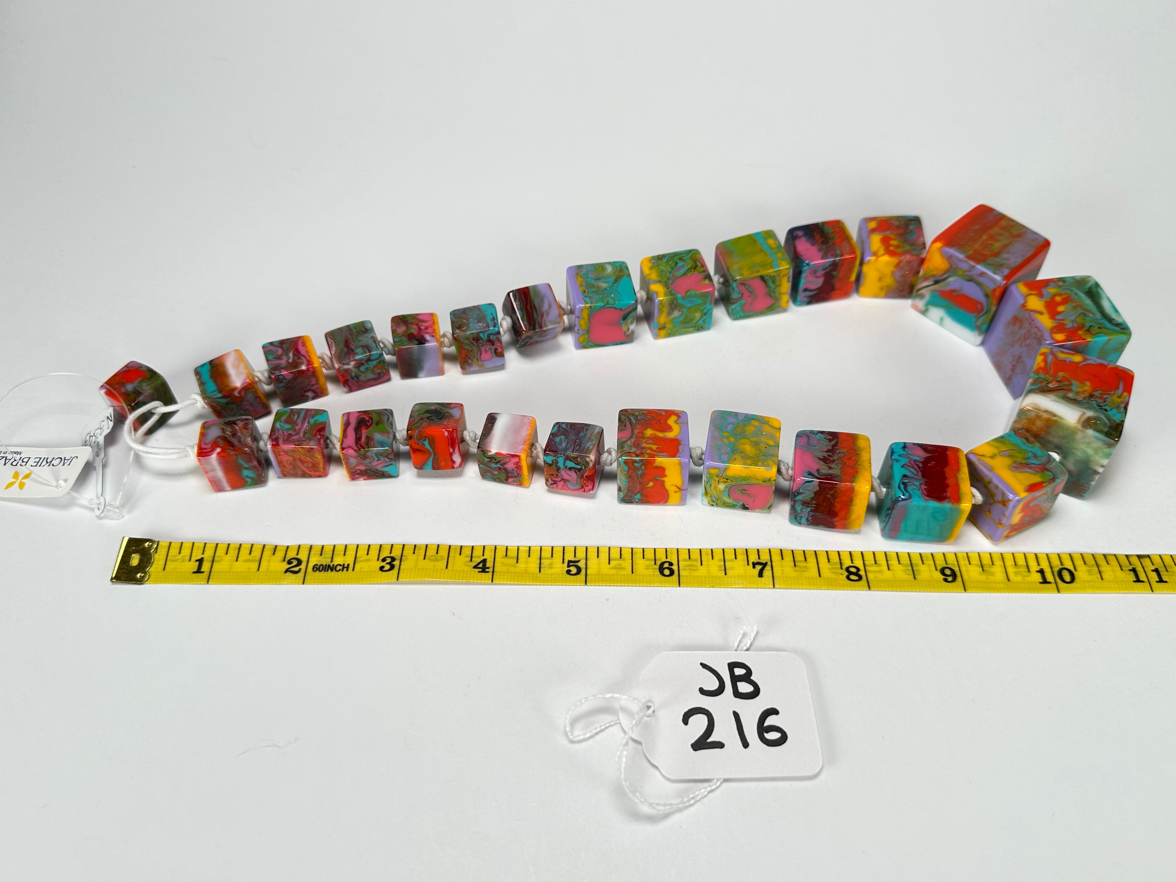 Jackie Brazil "Kandinsky" Mix Size Liquorice Cubes Resin Necklace ( N3343 )