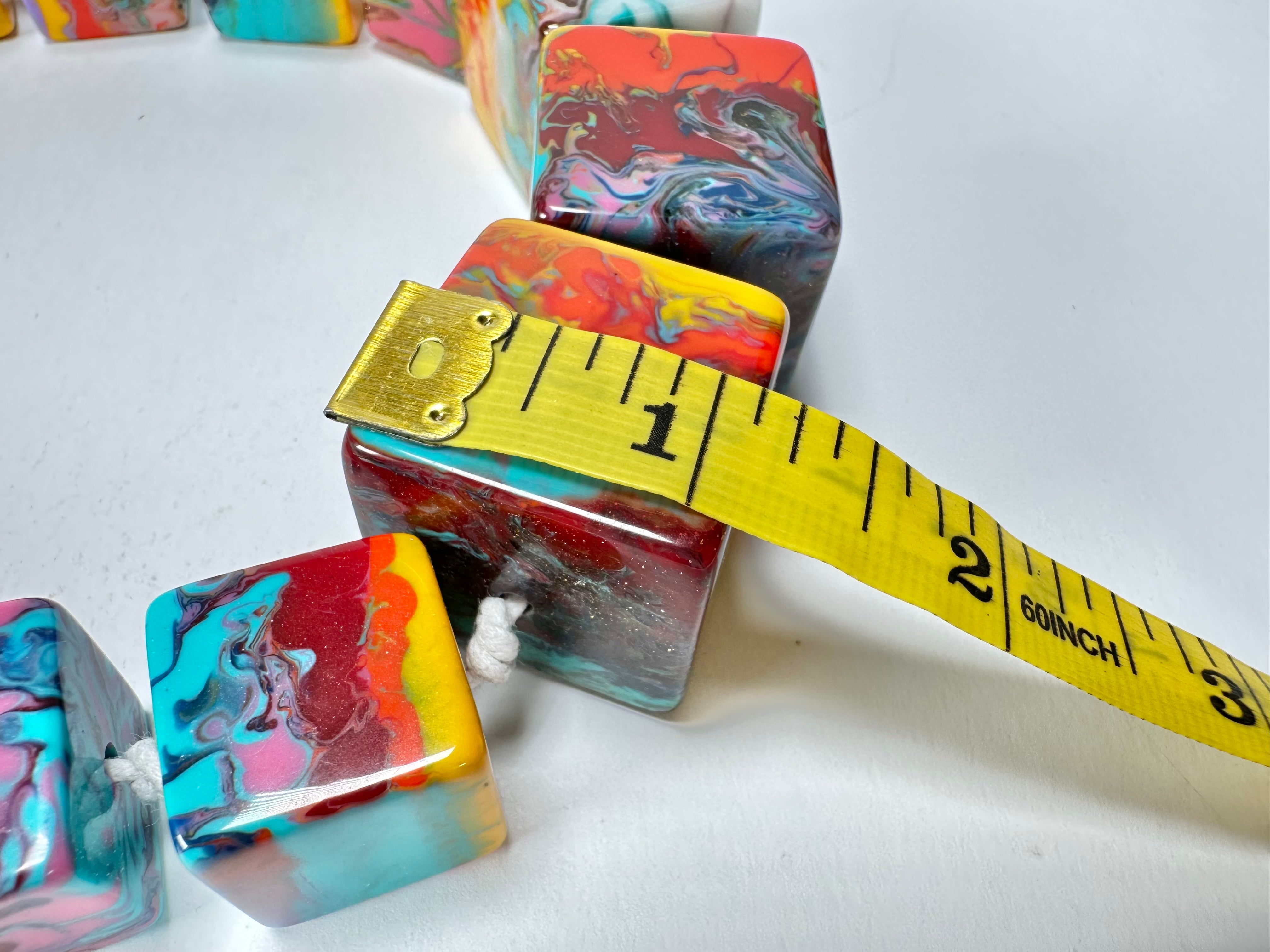 Jackie Brazil "Kandinsky" Mix Size Liquorice Cubes Resin Necklace ( N3343 )