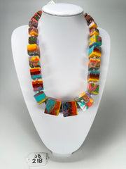 Jackie Brazil "Kandinsky" Mix Size Liquorice Cubes Resin Necklace ( N3343 )