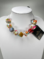 Jackie Brazil "Cascade" Short Squares On Adjustable Metal Cord Resin Necklace ( N3500 )