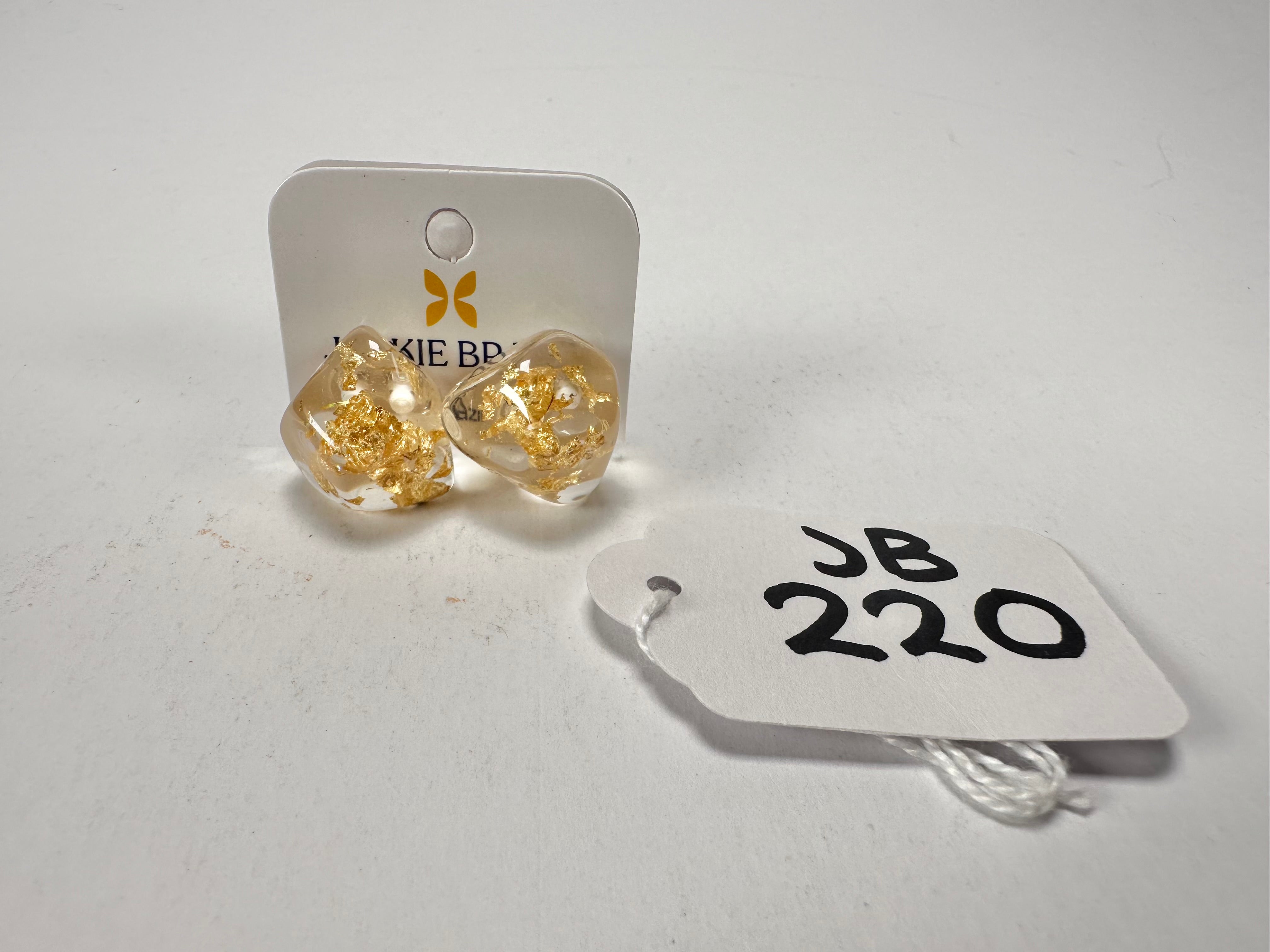 Jackie Brazil "Camille" Gold Flakes Abstract Resin Earrings ( E1053 )