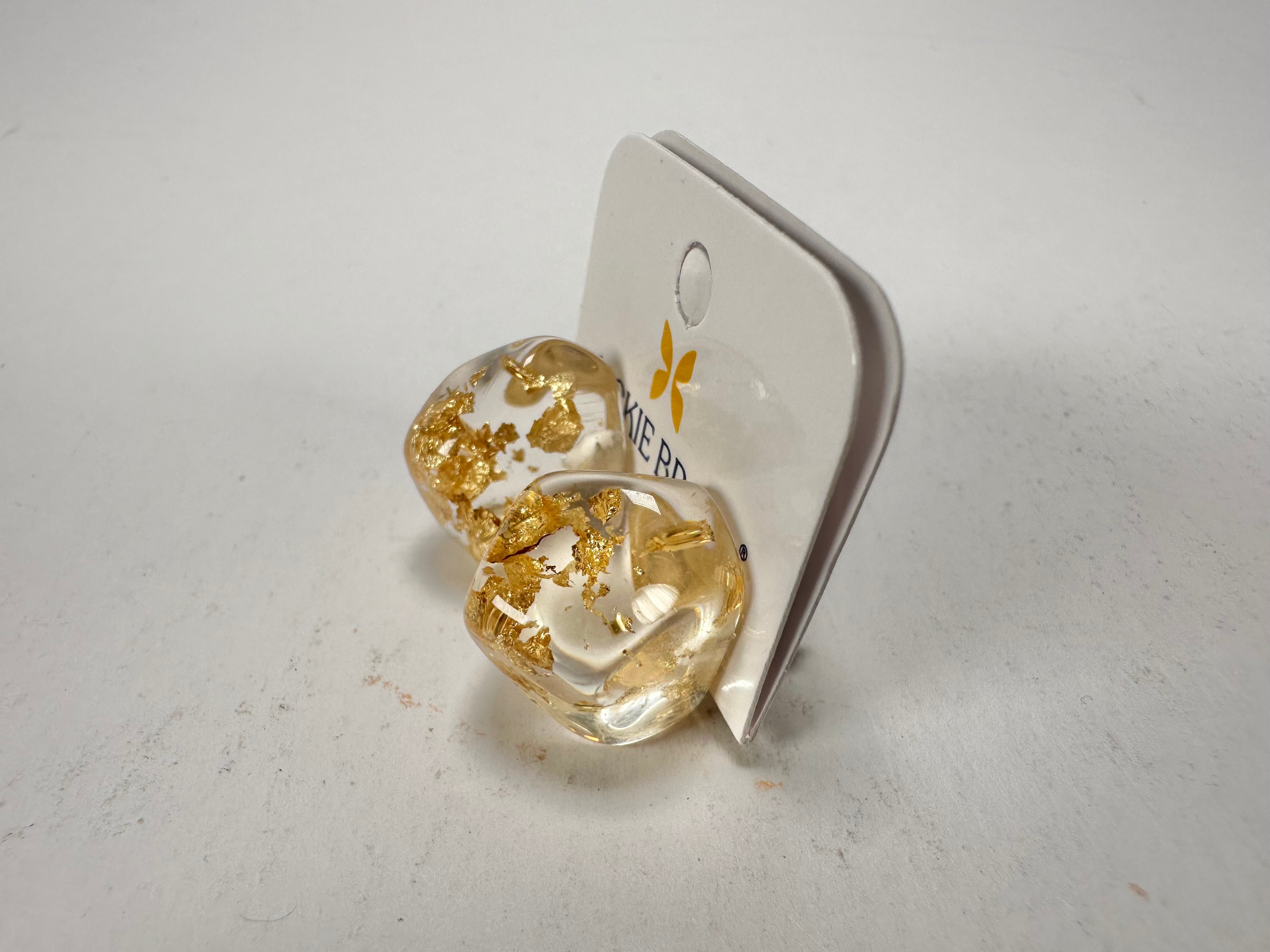 Jackie Brazil "Camille" Gold Flakes Abstract Resin Earrings ( E1053 )