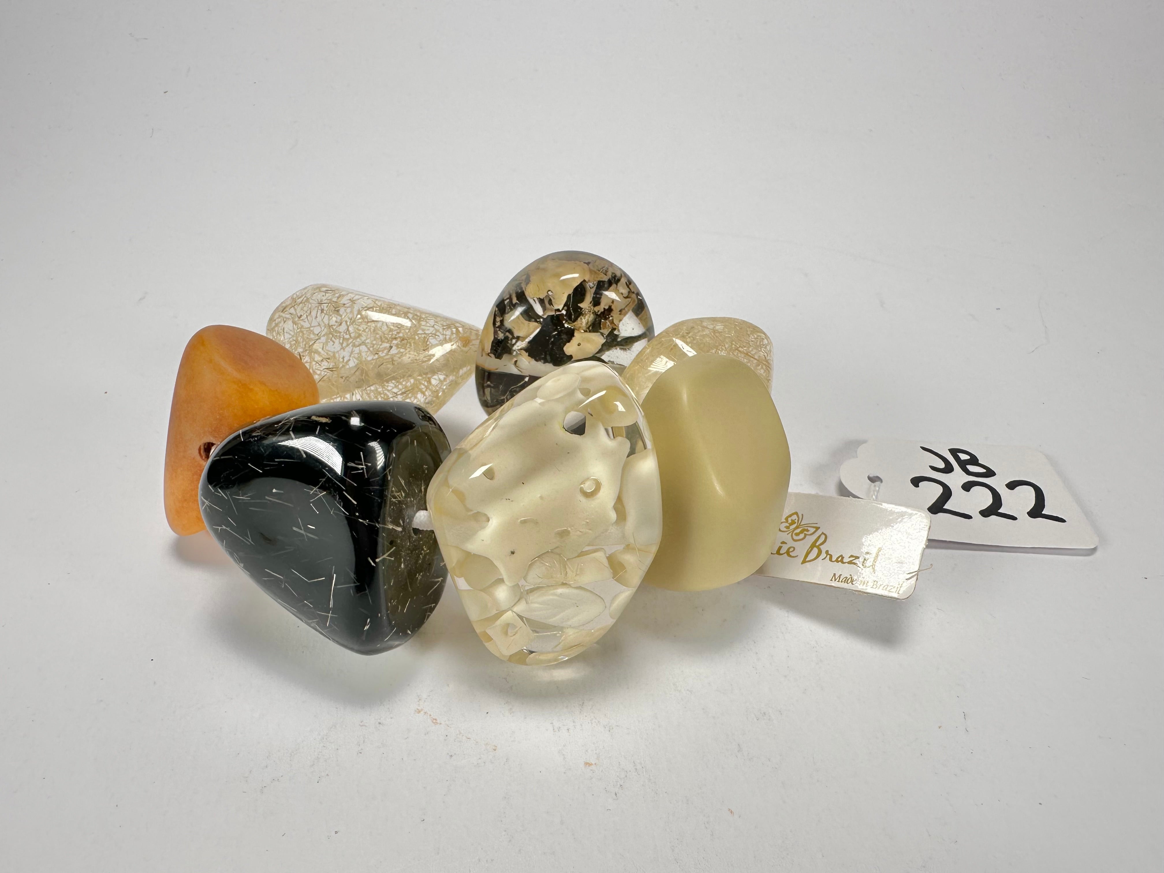 Jackie Brazil "Cusco" Seasons Mix Large Stones Elasticated Bracelet ( B1350 )
