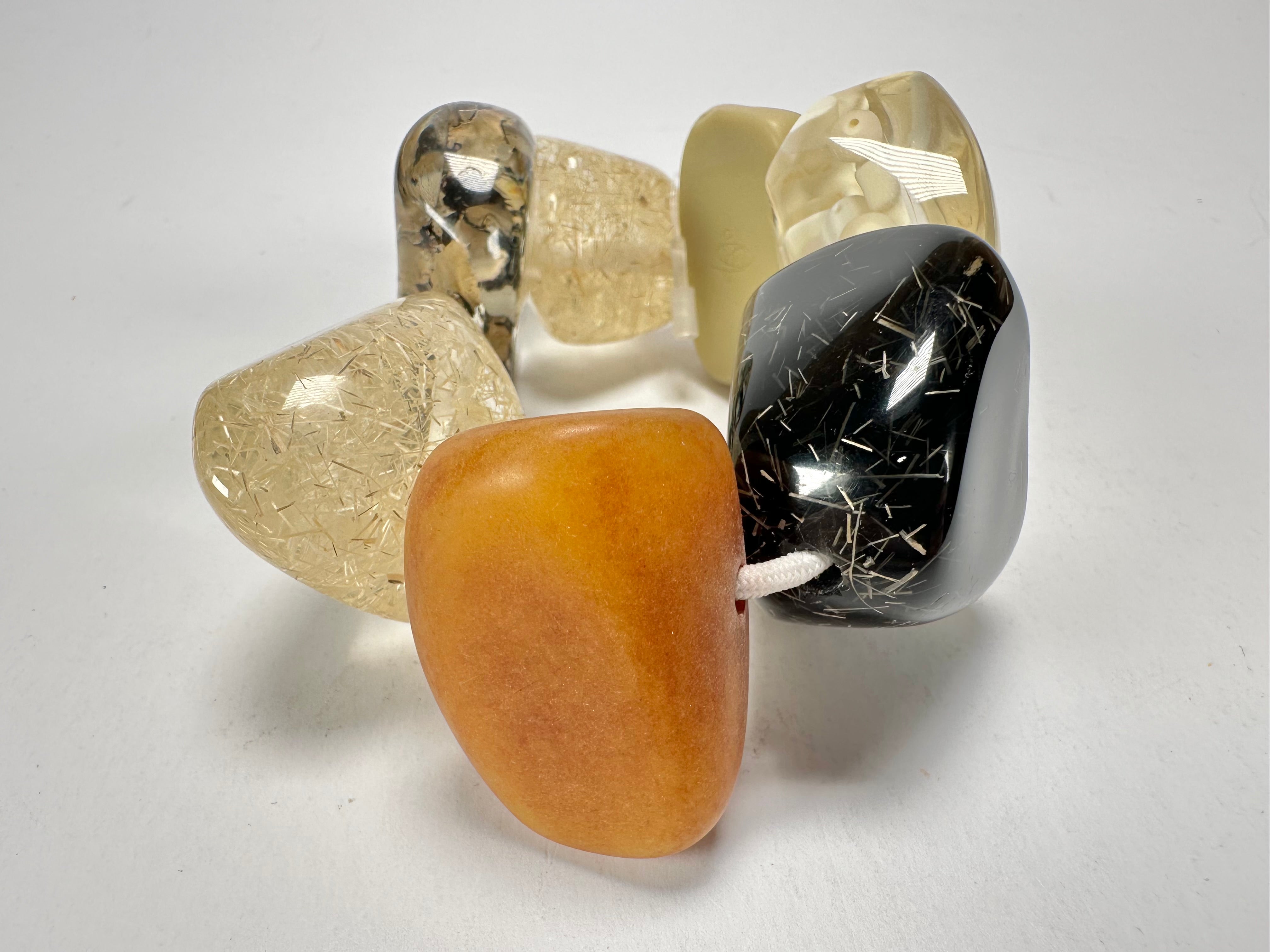 Jackie Brazil "Cusco" Seasons Mix Large Stones Elasticated Bracelet ( B1350 )
