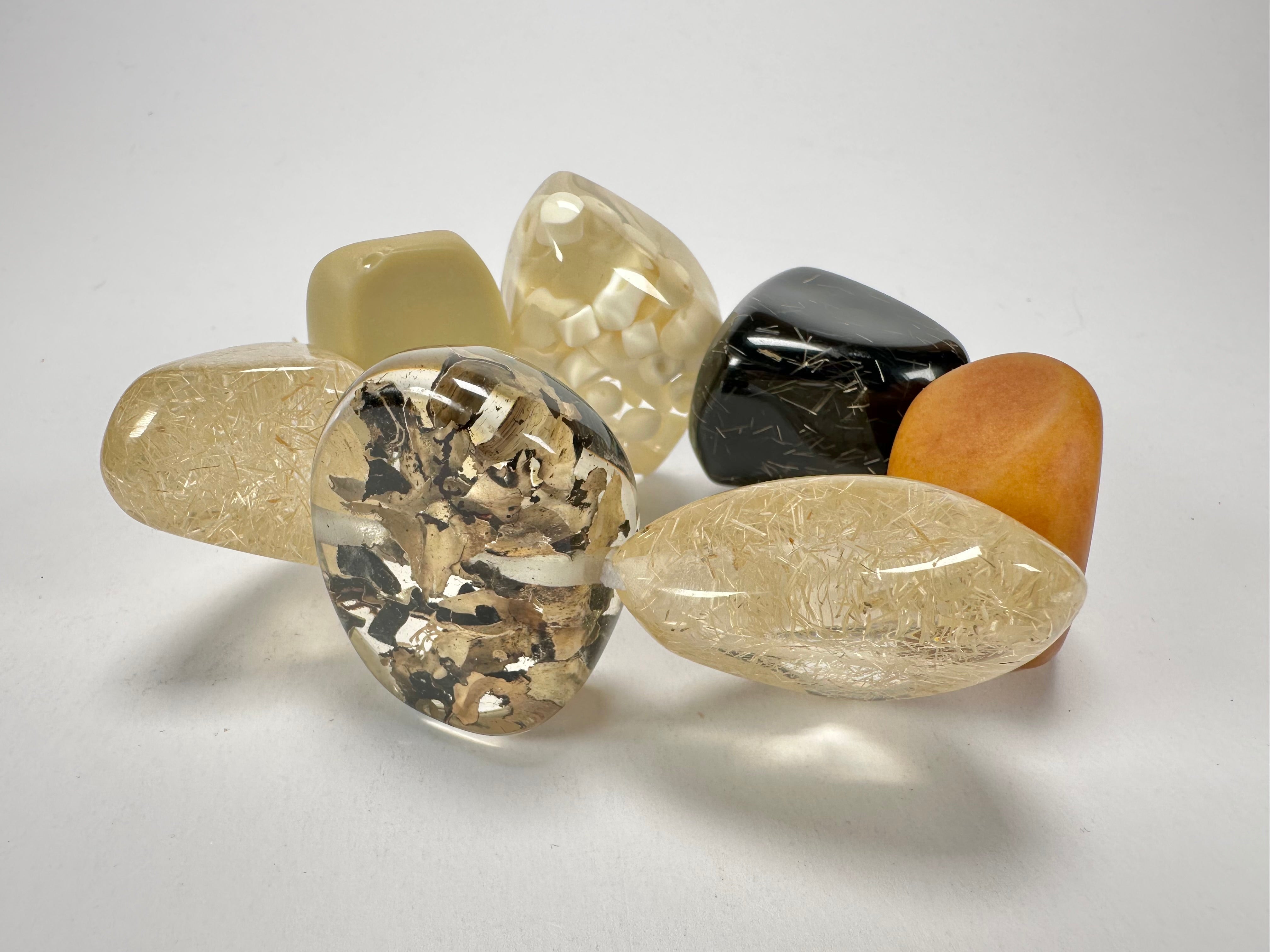 Jackie Brazil "Cusco" Seasons Mix Large Stones Elasticated Bracelet ( B1350 )