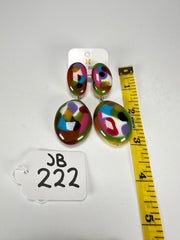 Jackie Brazil "Kandinsky" Medium Riverstone Double Pendant Resin Earrings ( E3900 )