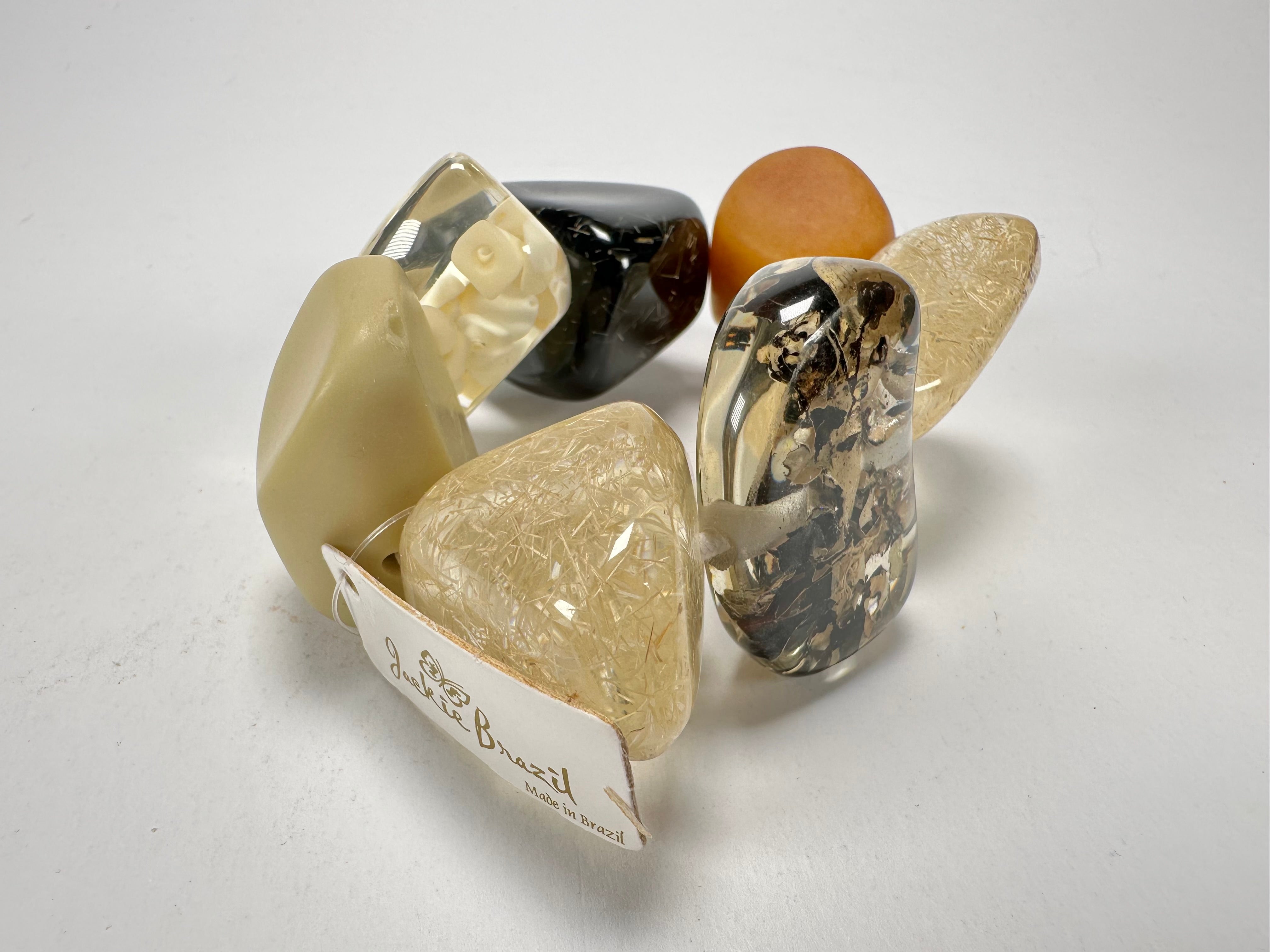 Jackie Brazil "Cusco" Seasons Mix Large Stones Elasticated Bracelet ( B1350 )