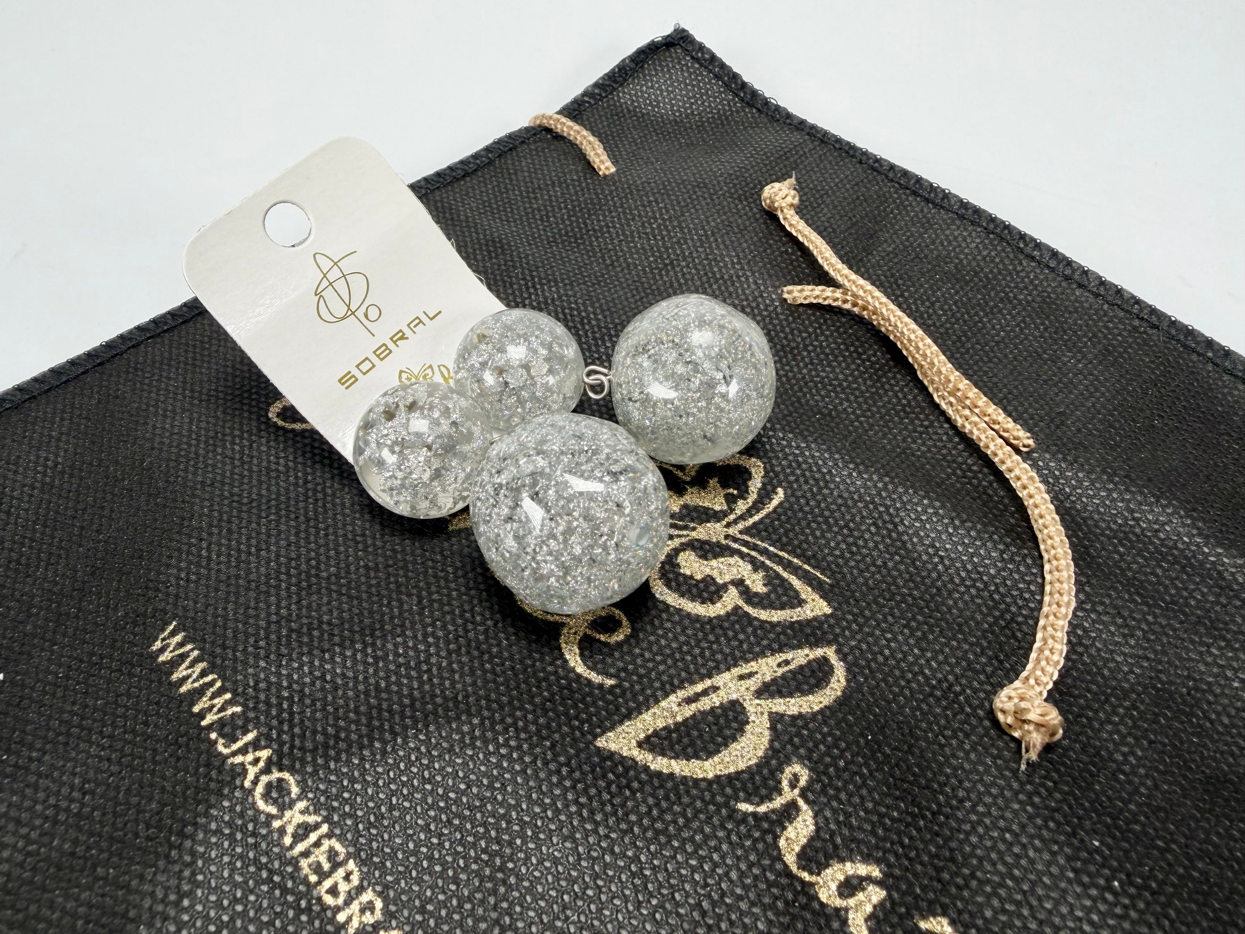 Jackie Brazil "Splendour" Silver Flakes Resin Earrings ( E2495 )