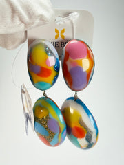 Jackie Brazil "Kandinsky" Medium Riverstone Double Pendant Resin Earrings ( E3900 )
