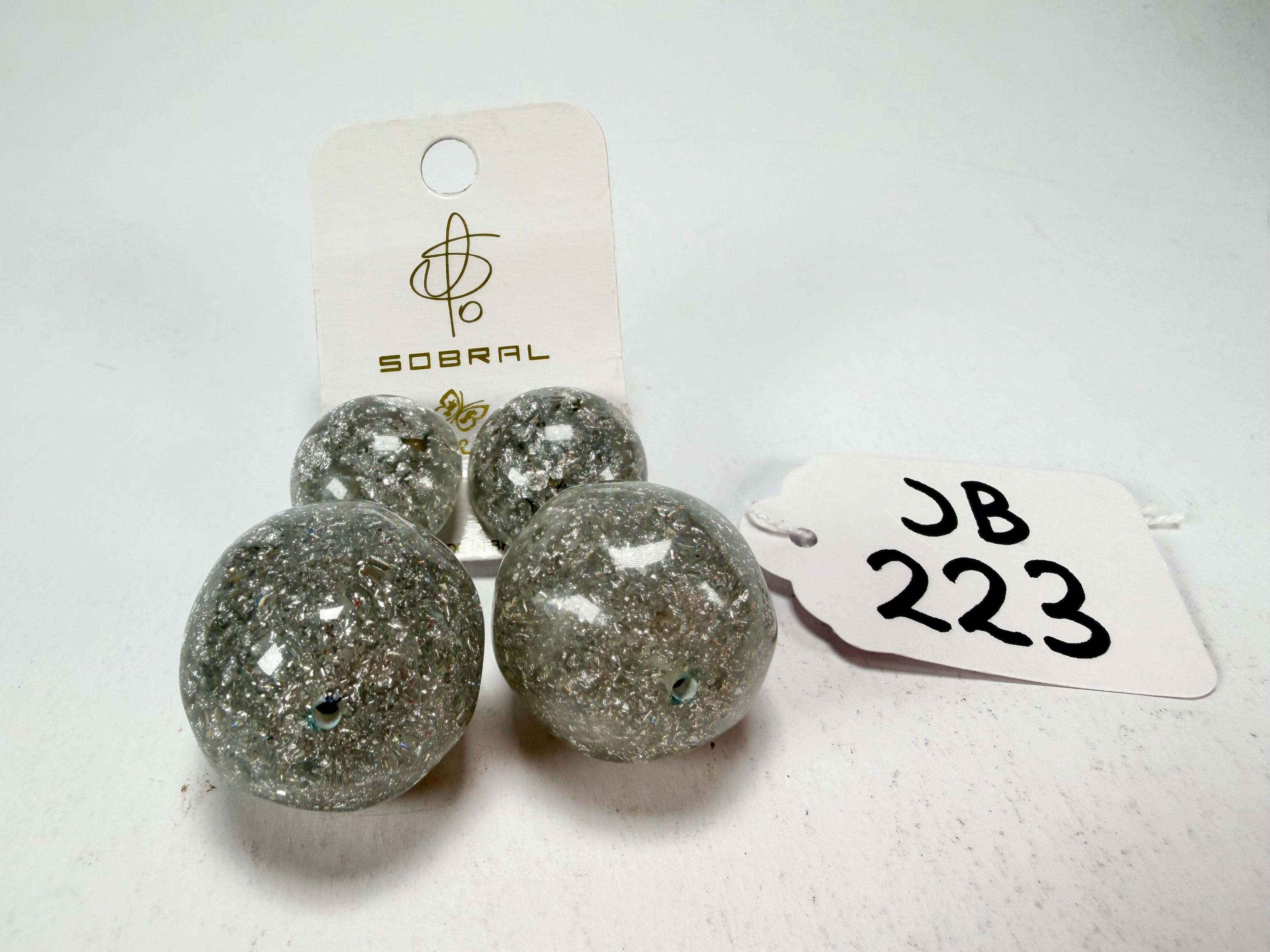 Jackie Brazil "Splendour" Silver Flakes Resin Earrings ( E2495 )