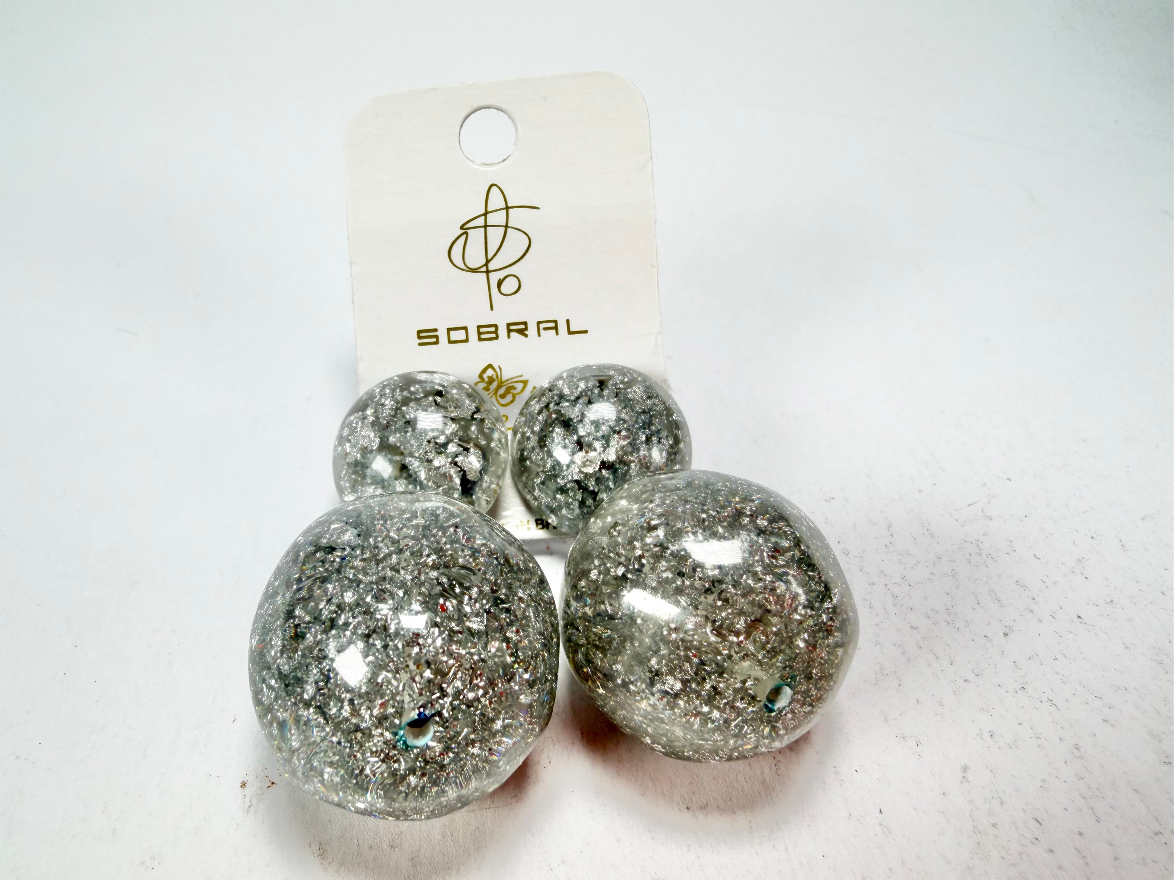 Jackie Brazil "Splendour" Silver Flakes Resin Earrings ( E2495 )