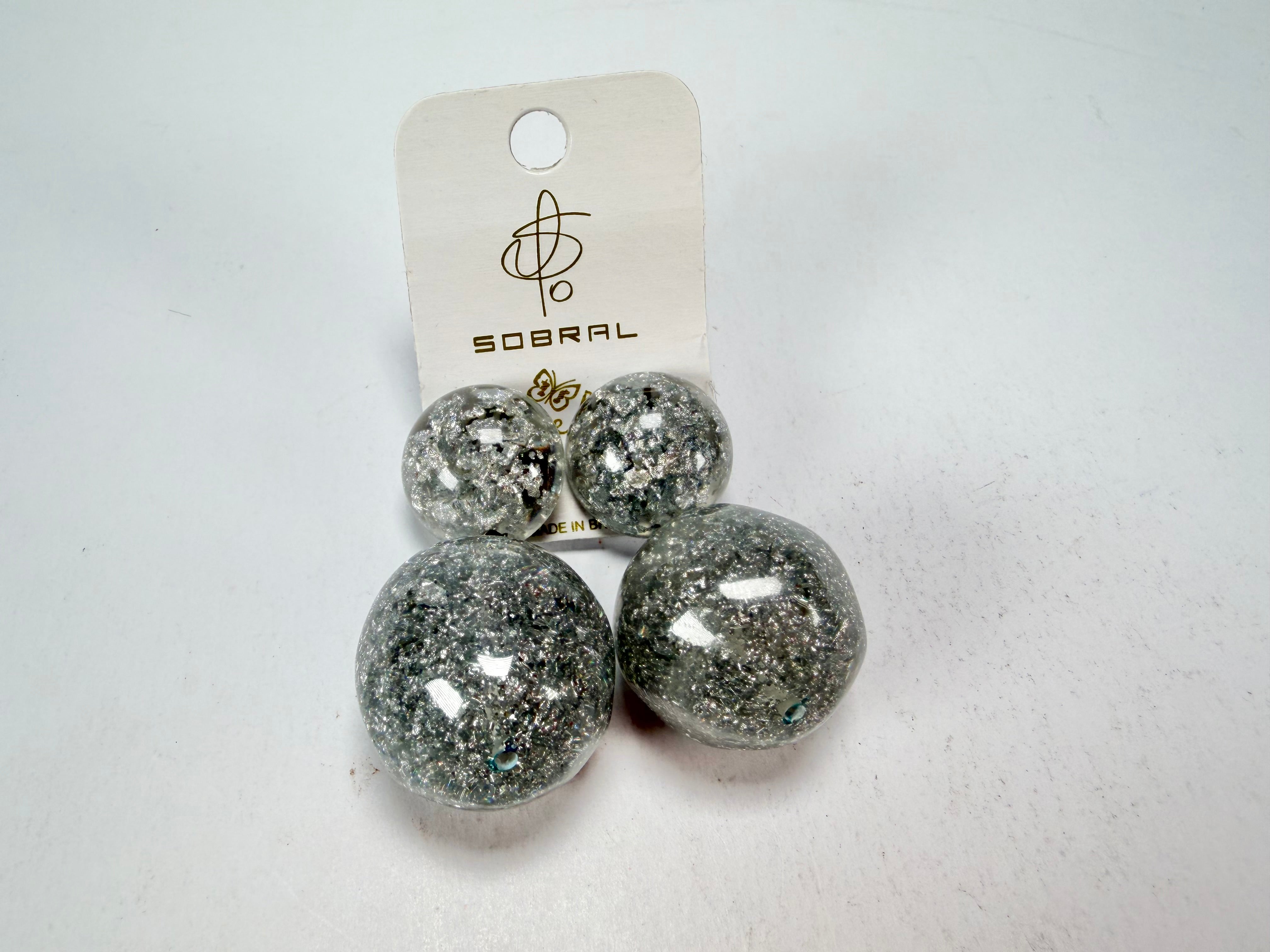 Jackie Brazil "Splendour" Silver Flakes Resin Earrings ( E2495 )