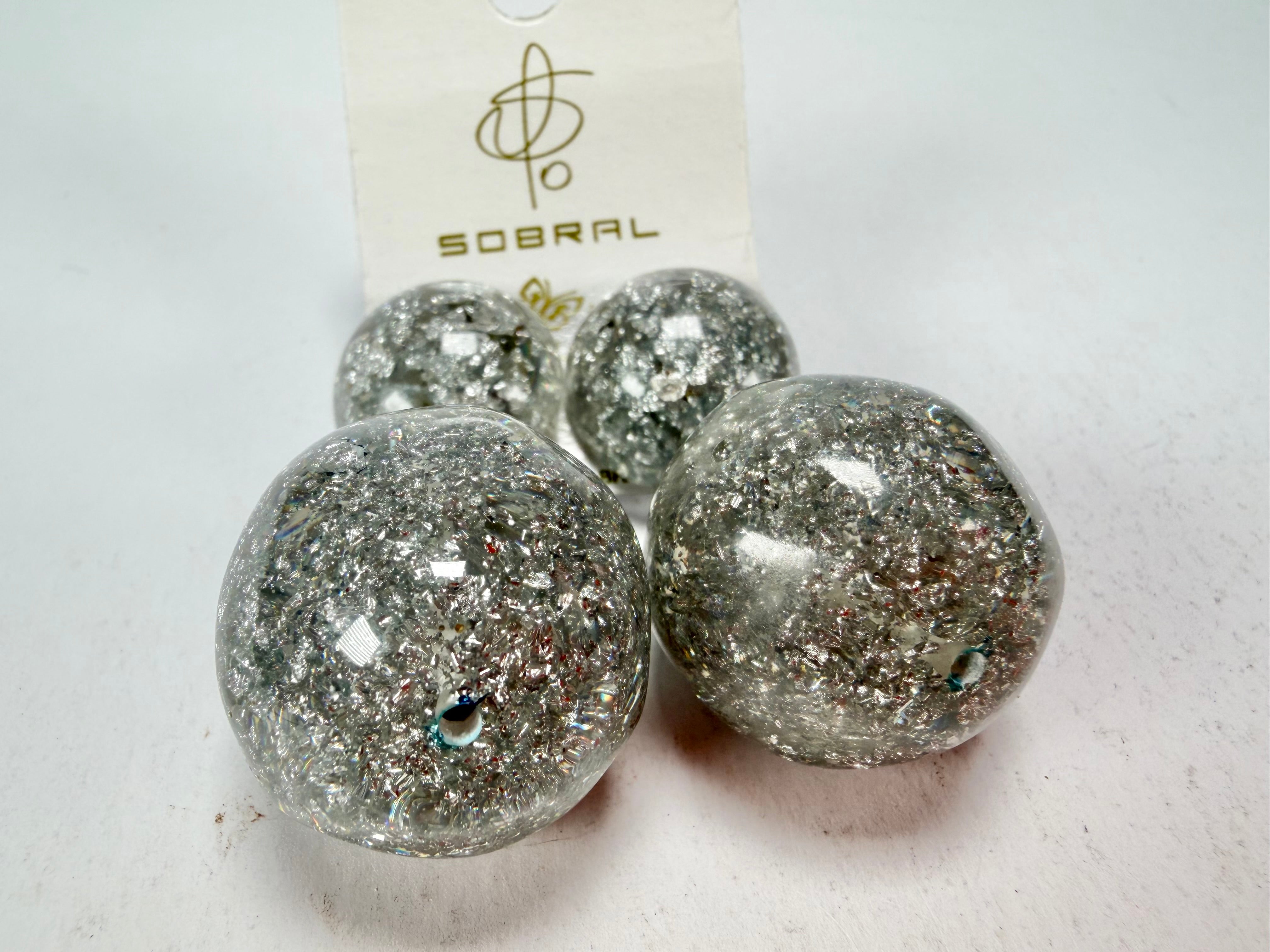 Jackie Brazil "Splendour" Silver Flakes Resin Earrings ( E2495 )