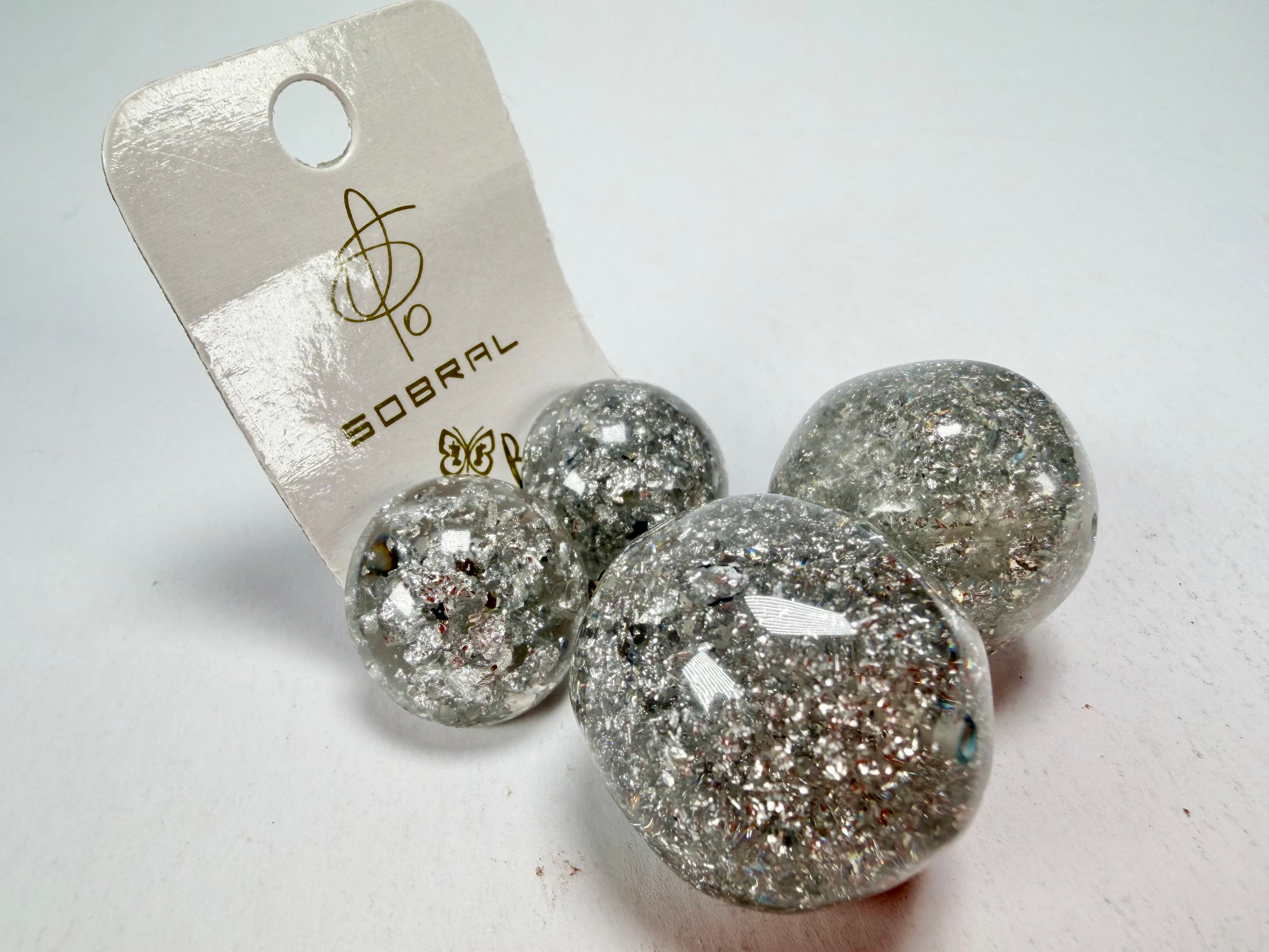 Jackie Brazil "Splendour" Silver Flakes Resin Earrings ( E2495 )