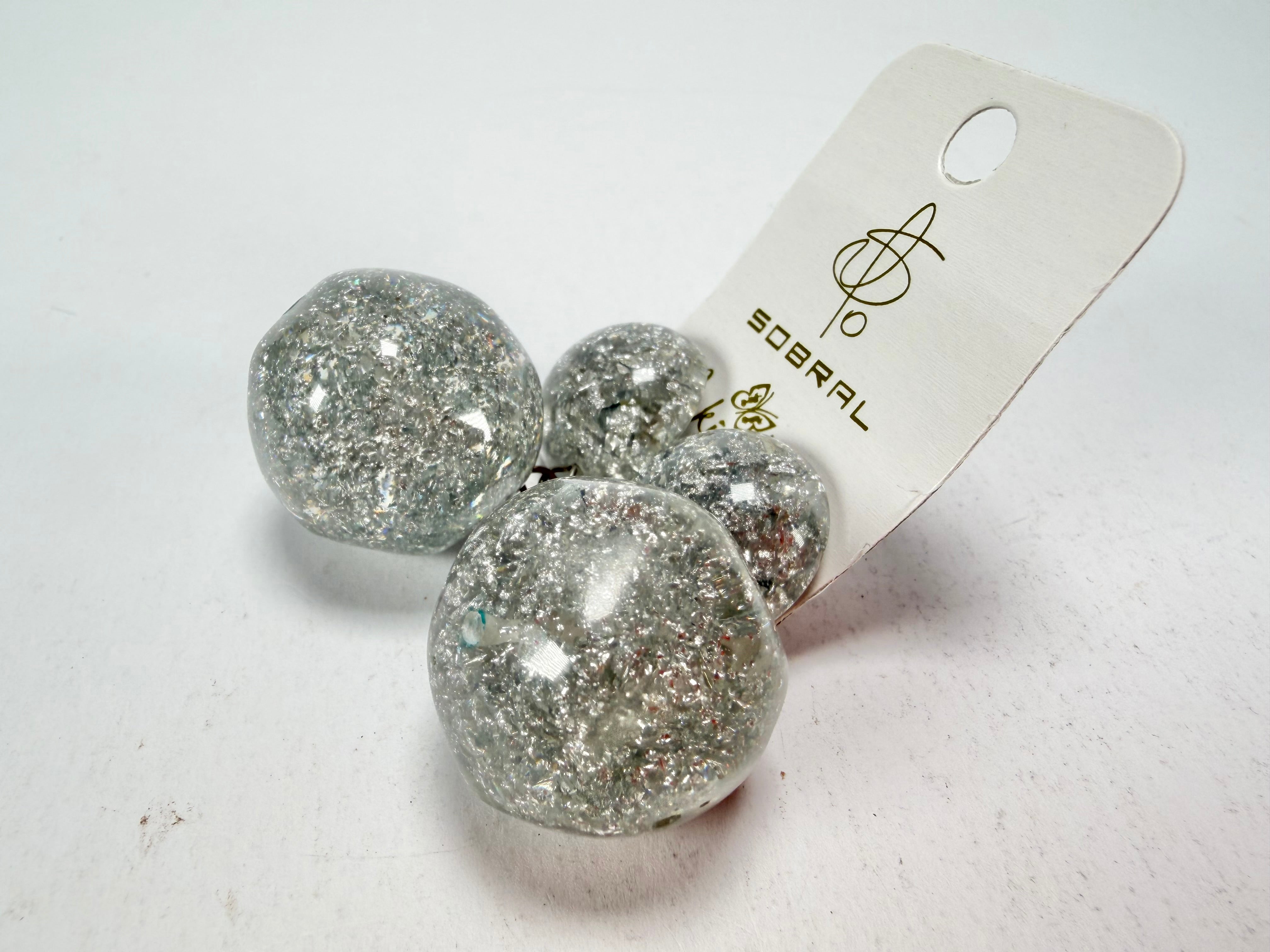 Jackie Brazil "Splendour" Silver Flakes Resin Earrings ( E2495 )