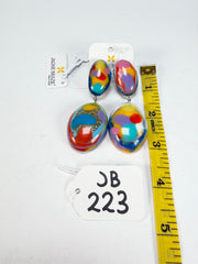 Jackie Brazil "Kandinsky" Medium Riverstone Double Pendant Resin Earrings ( E3900 )